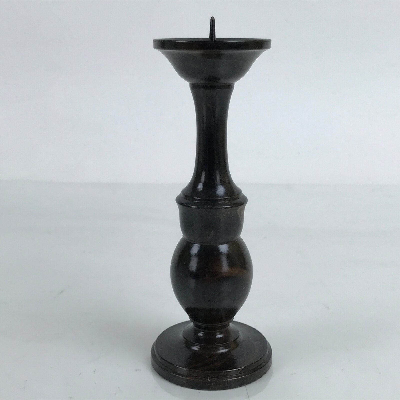 Japanese Buddhist Altar Fitting Metal Candle Stand Vtg Shokudai Brown BA389