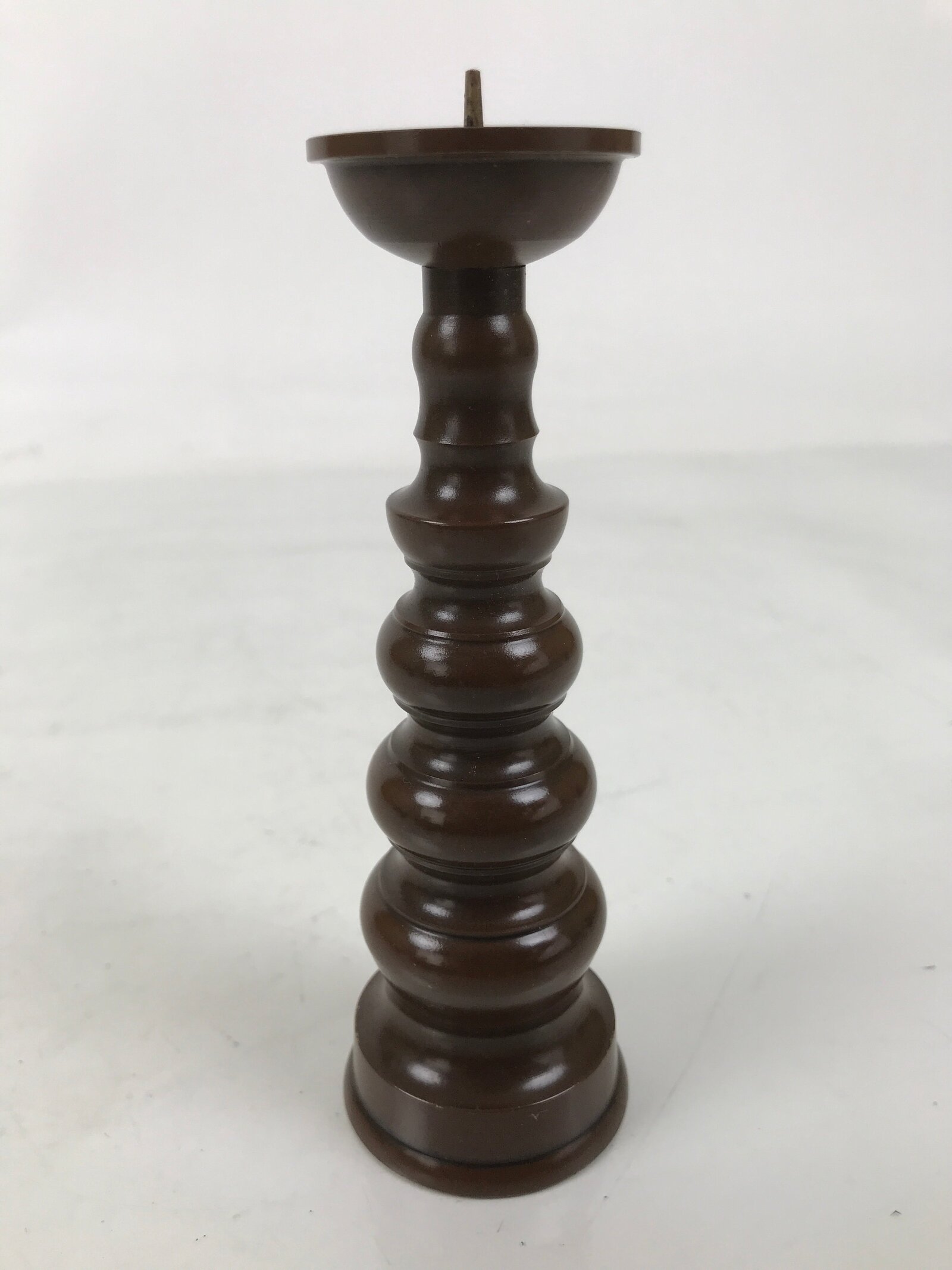 Japanese Buddhist Altar Fitting Metal Candle Stand Vtg Shokudai Brown BA676