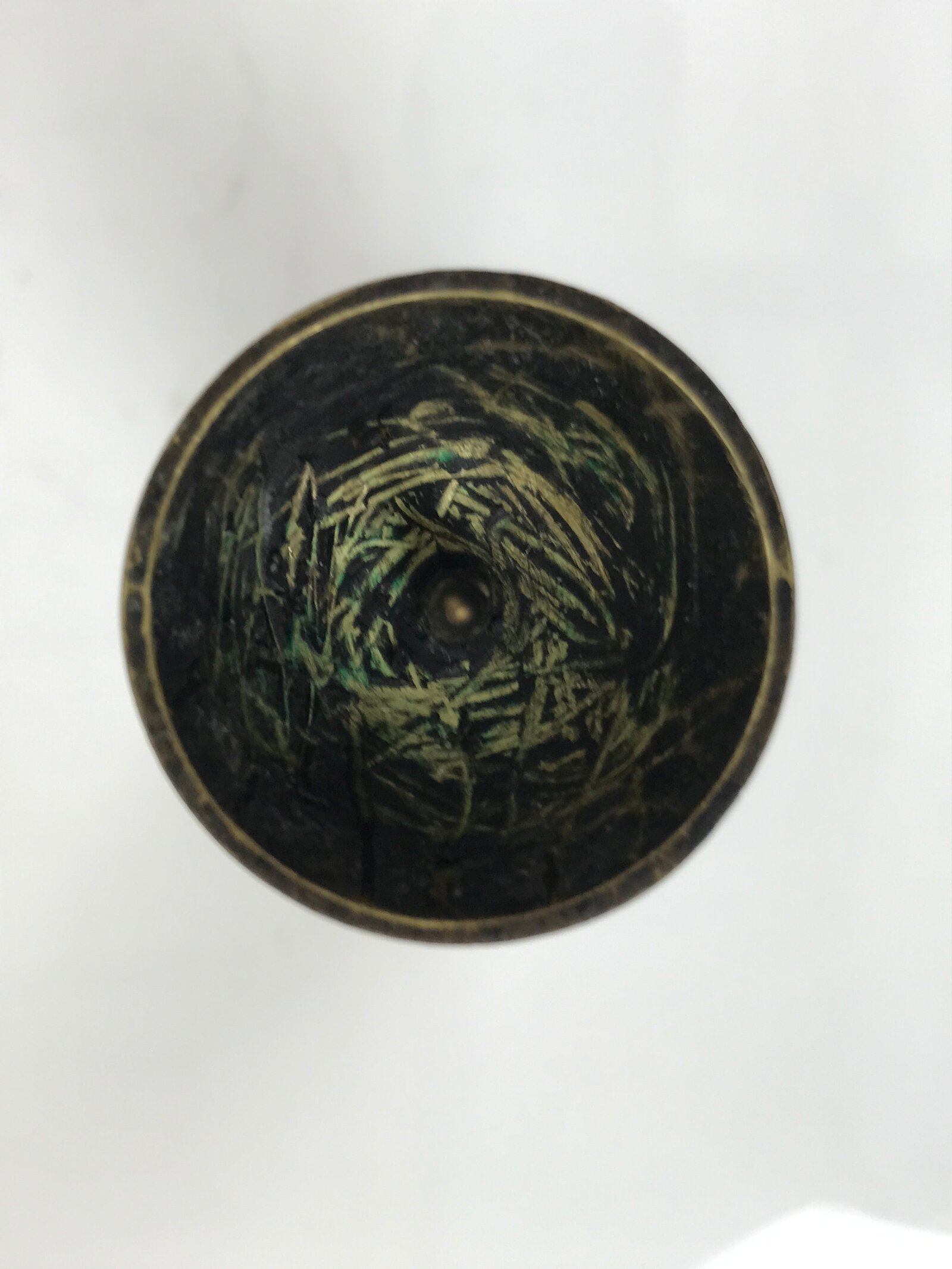 Japanese Buddhist Altar Fitting Metal Candle Stand Vtg Shokudai Brown BA789