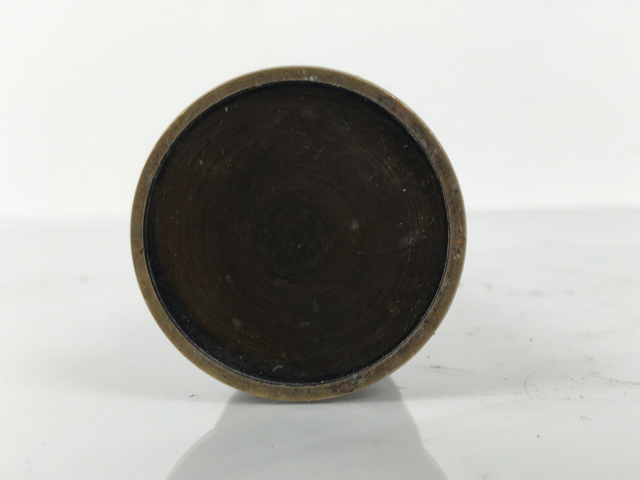 Japanese Buddhist Altar Fitting Metal Candle Stand Vtg Shokudai Brown BA789