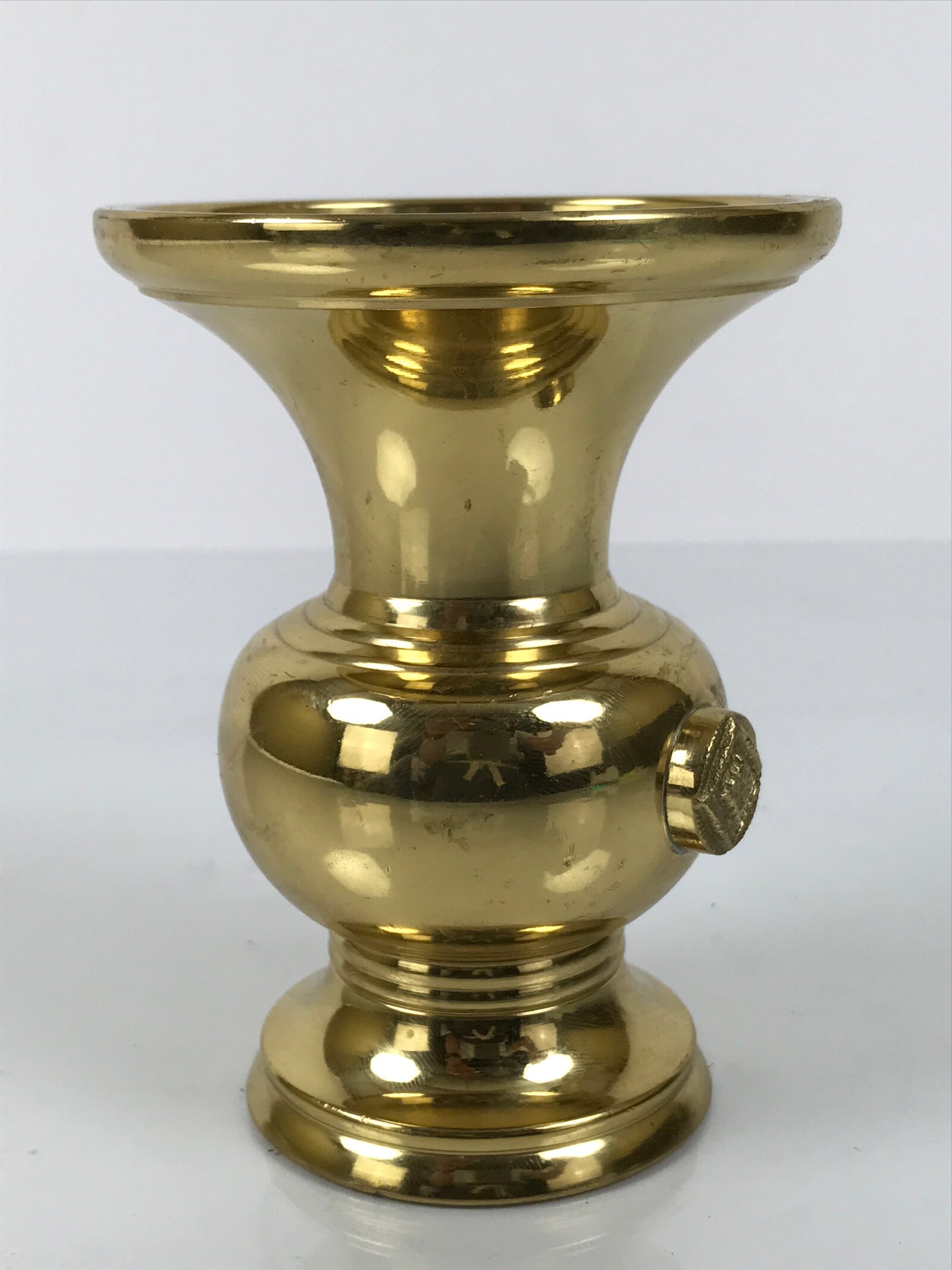 Japanese Buddhist Altar Fitting Metal Flower Vase Vtg Gold Hanatate Hishi BA782