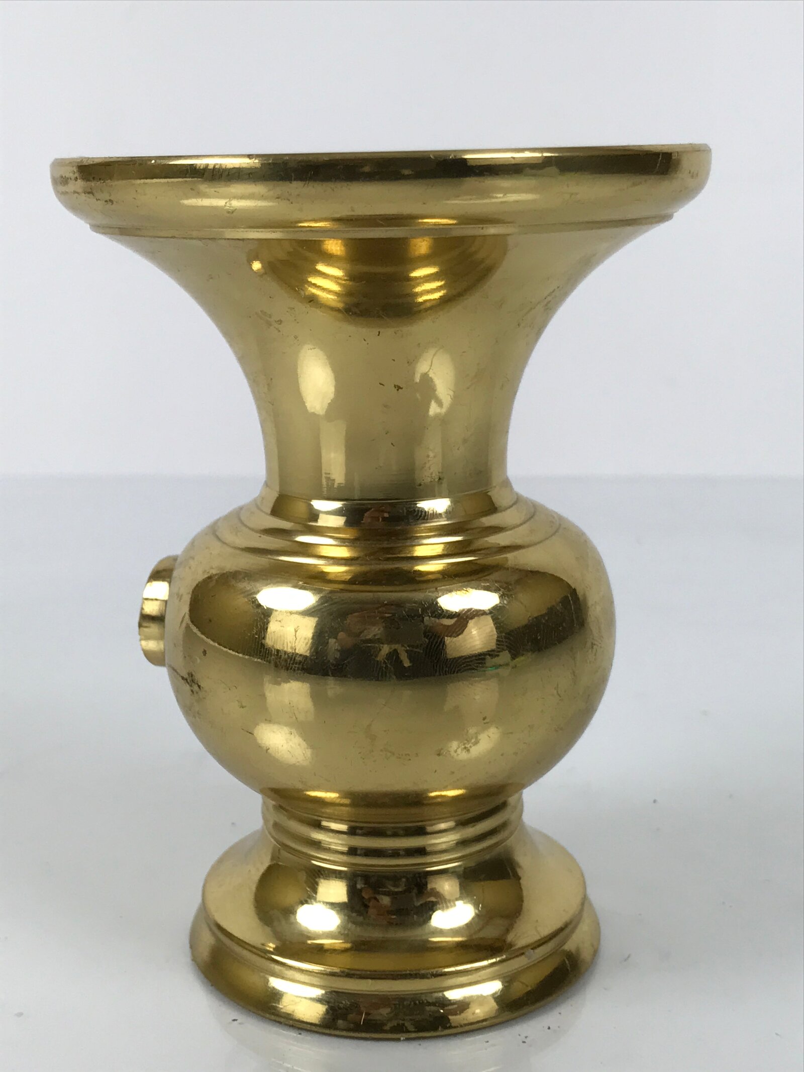 Japanese Buddhist Altar Fitting Metal Flower Vase Vtg Gold Hanatate Hishi BA782