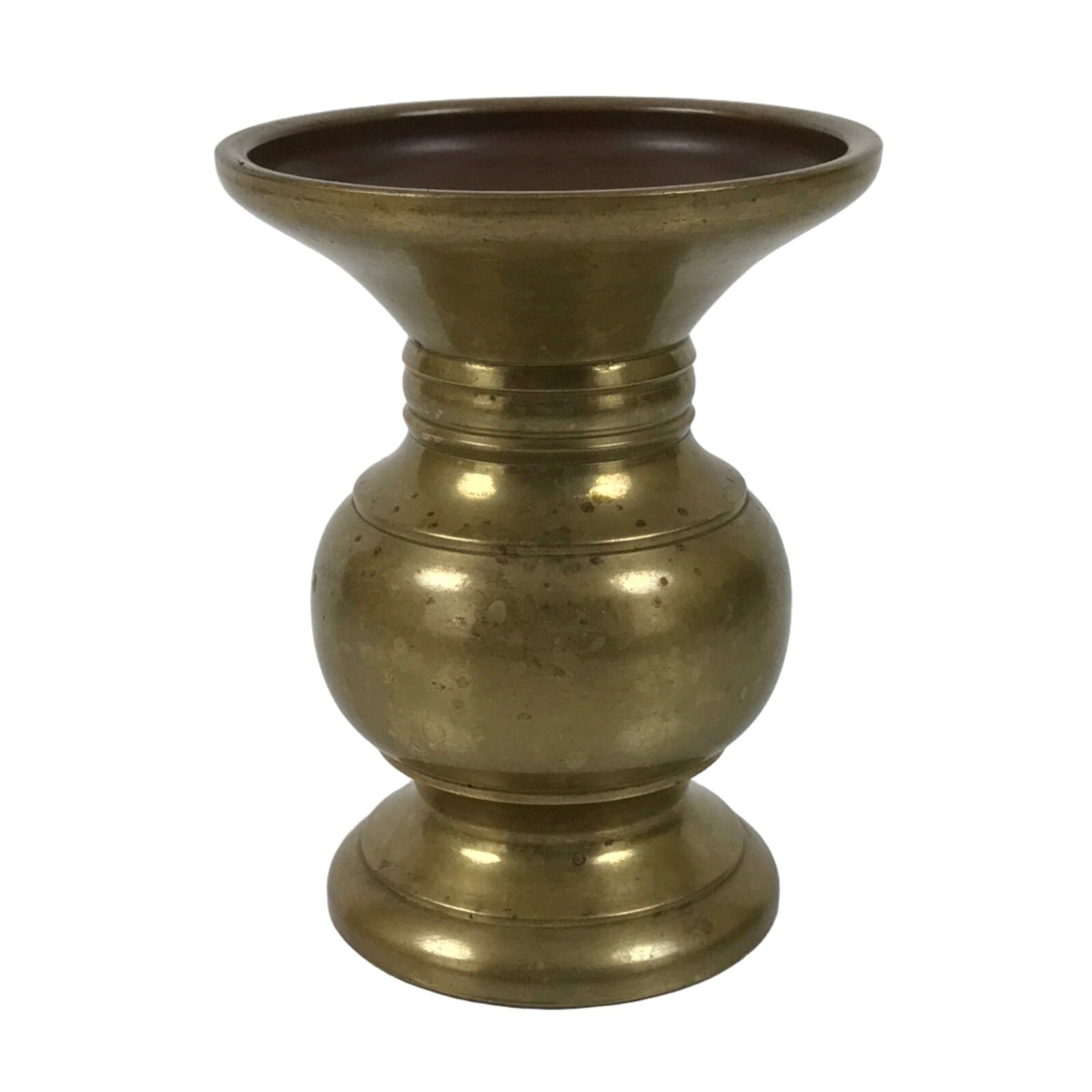 Japanese Buddhist Altar Fitting Metal Flower Vase Vtg Simple Gold Hanatate BA783