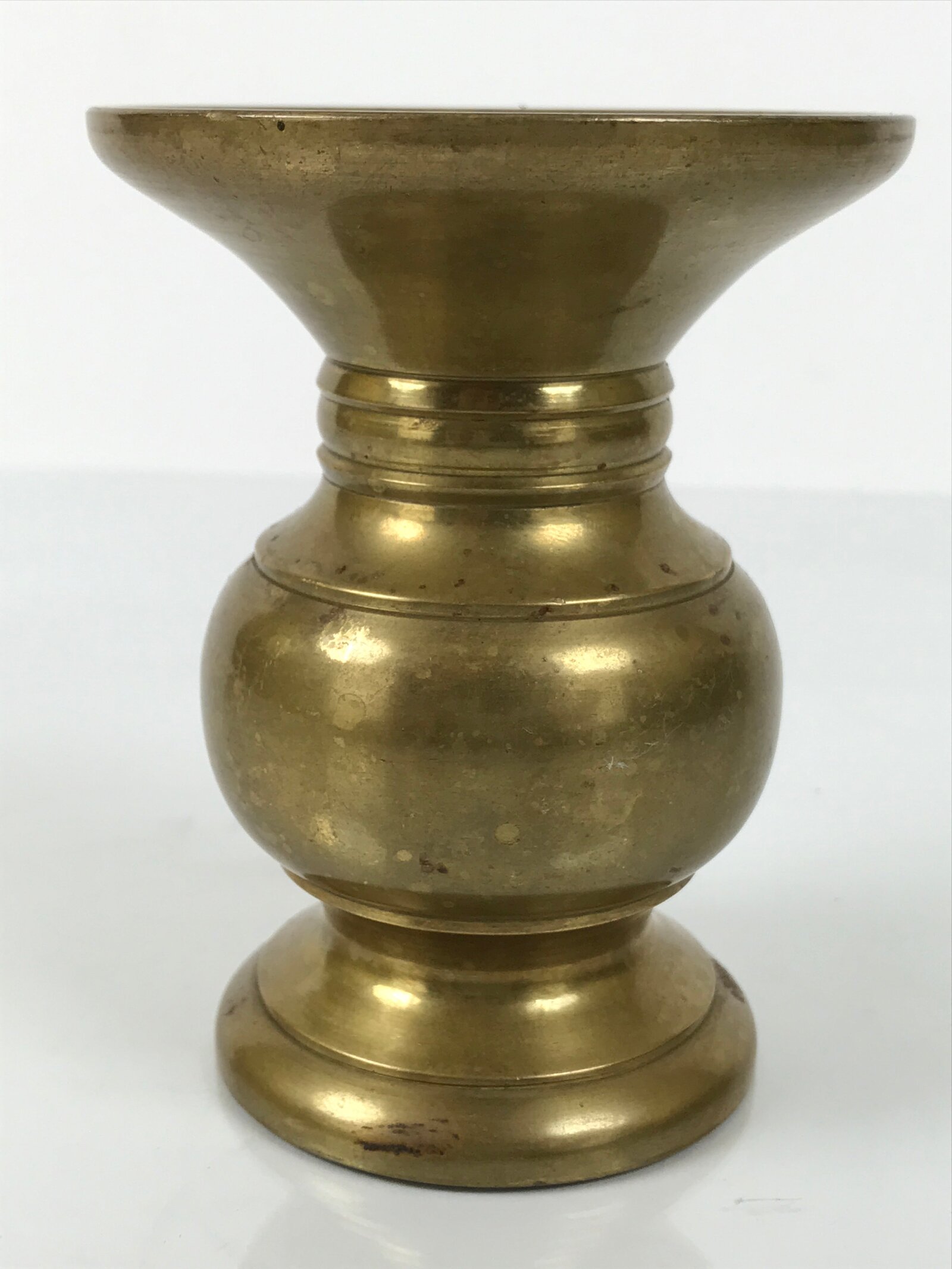 Japanese Buddhist Altar Fitting Metal Flower Vase Vtg Simple Gold Hanatate BA783