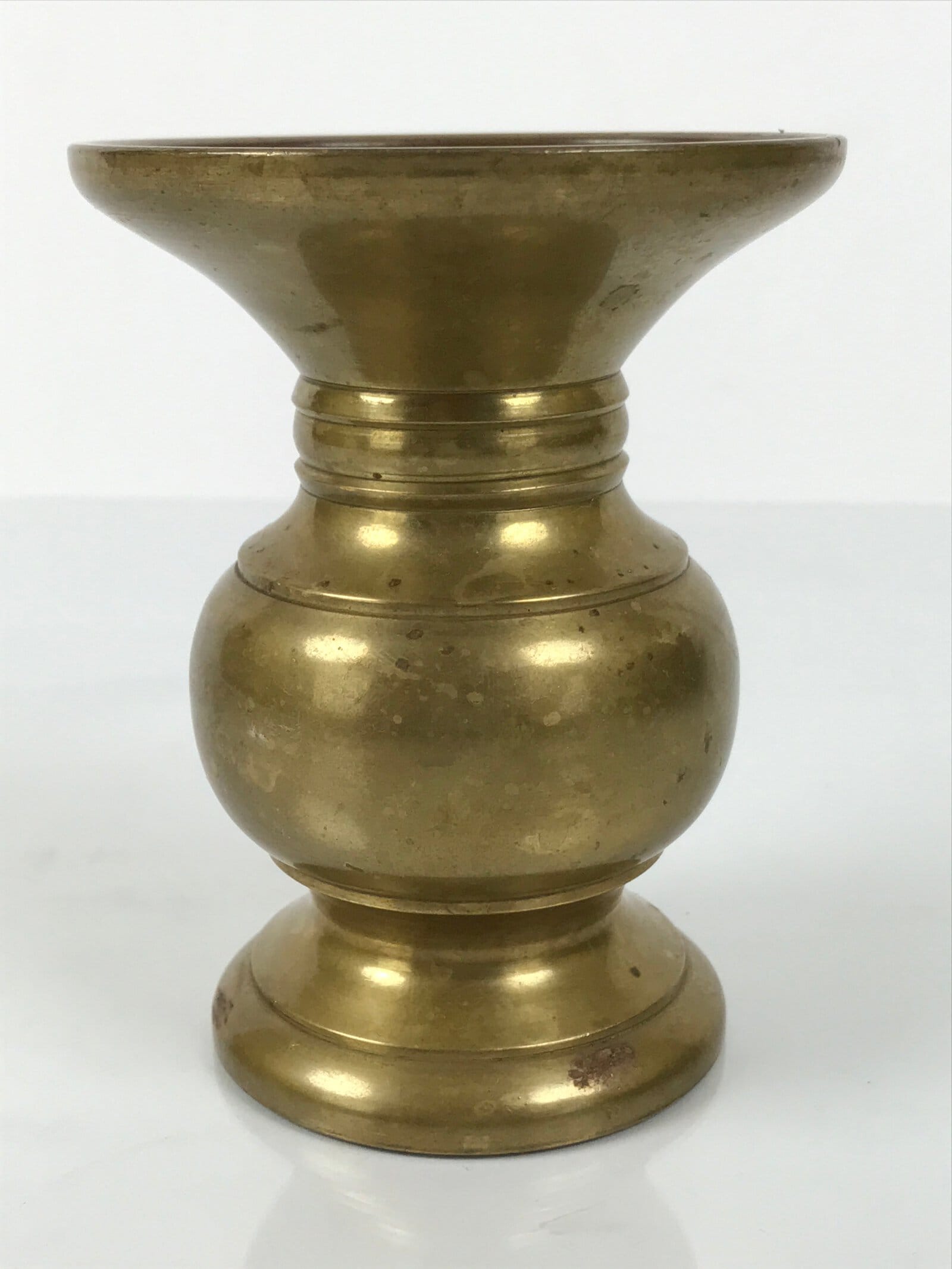 Japanese Buddhist Altar Fitting Metal Flower Vase Vtg Simple Gold Hanatate BA783