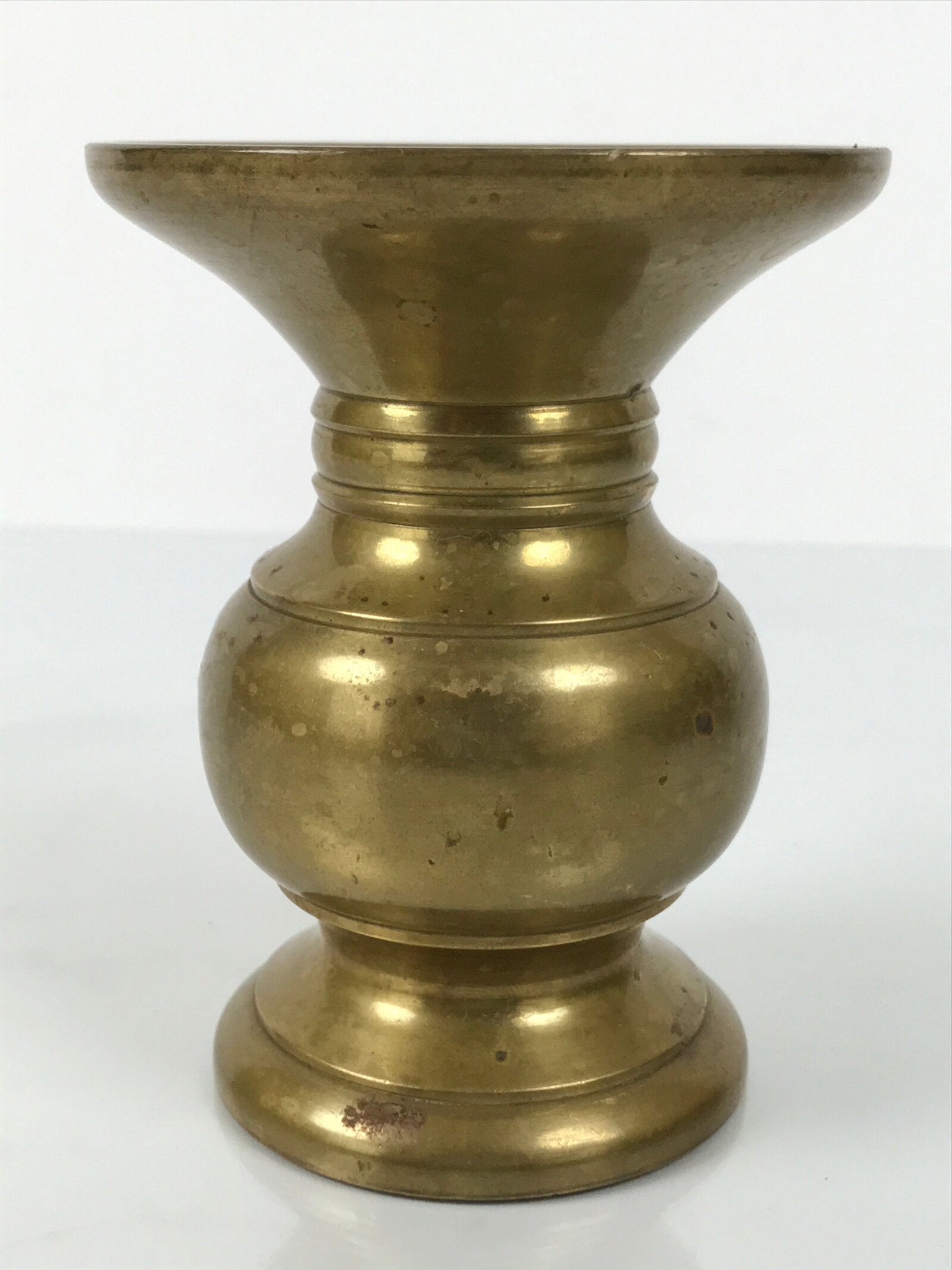 Japanese Buddhist Altar Fitting Metal Flower Vase Vtg Simple Gold Hanatate BA783