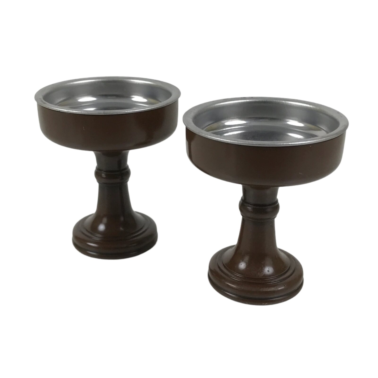 Japanese Buddhist Altar Fitting Metal Rice Offering Cup 2pc Butsugu Brown BA668