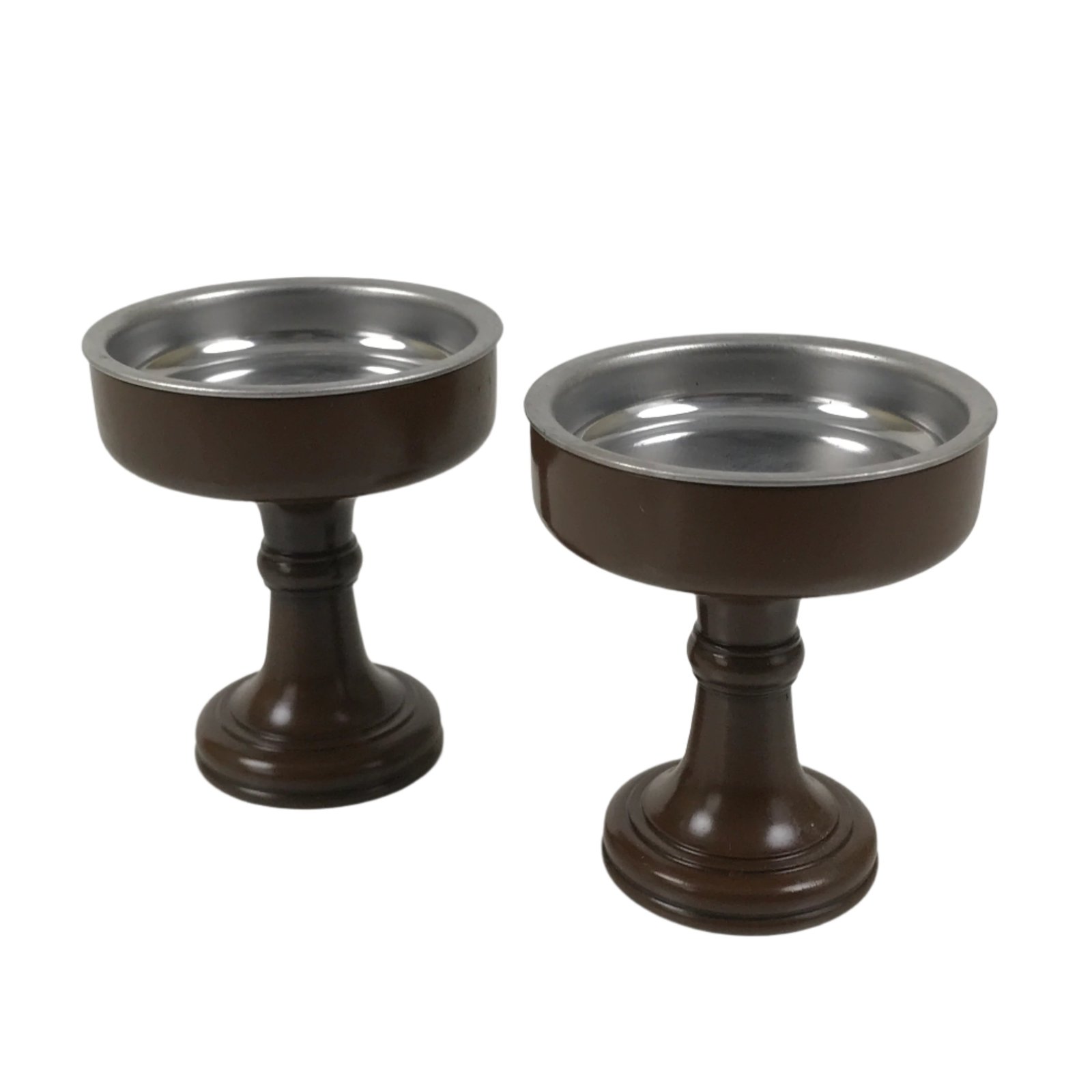 Japanese Buddhist Altar Fitting Metal Rice Offering Cup 2pc Butsugu Brown BA669