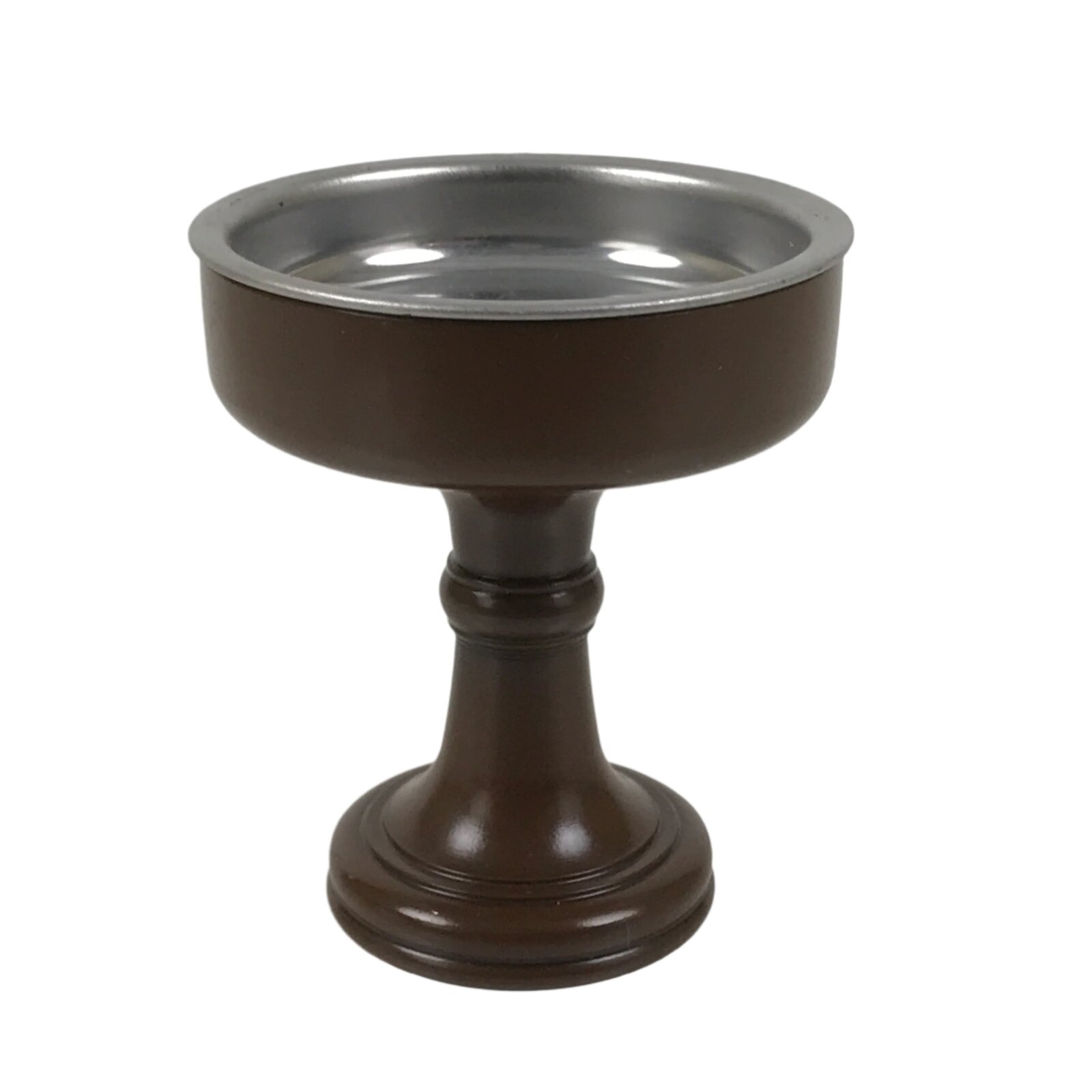 Japanese Buddhist Altar Fitting Metal Rice Offering Cup Vtg Butsugu Brown BA670