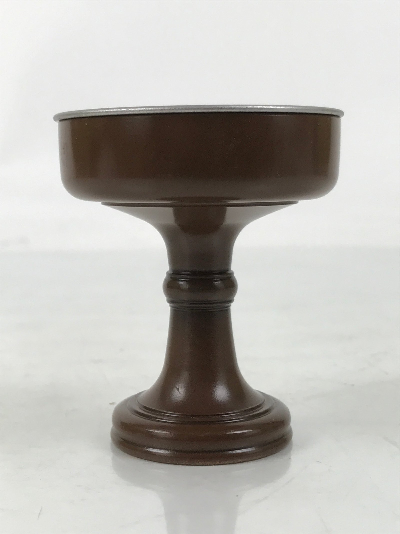 Japanese Buddhist Altar Fitting Metal Rice Offering Cup Vtg Butsugu Brown BA670