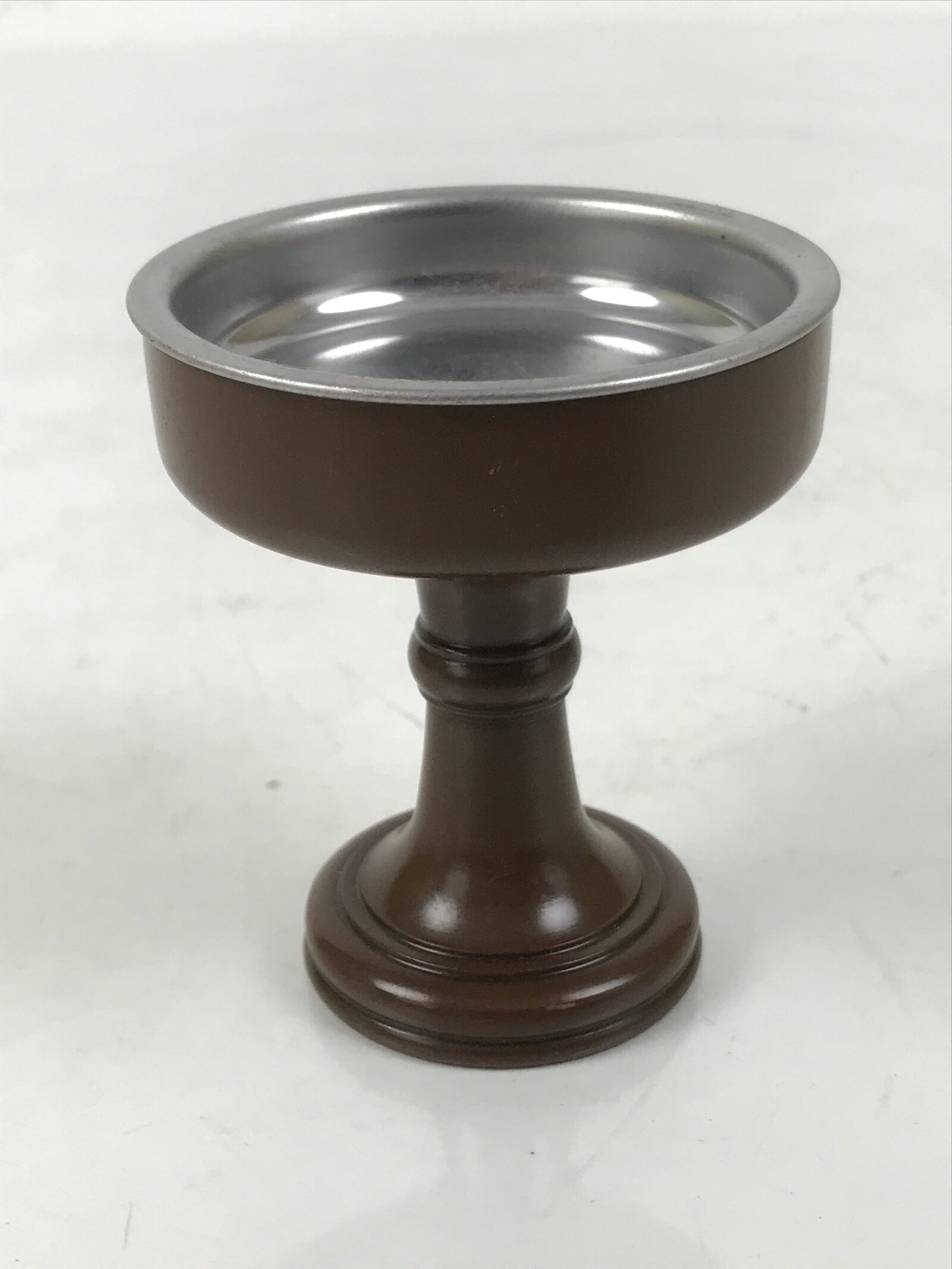 Japanese Buddhist Altar Fitting Metal Rice Offering Cup Vtg Butsugu Brown BA670