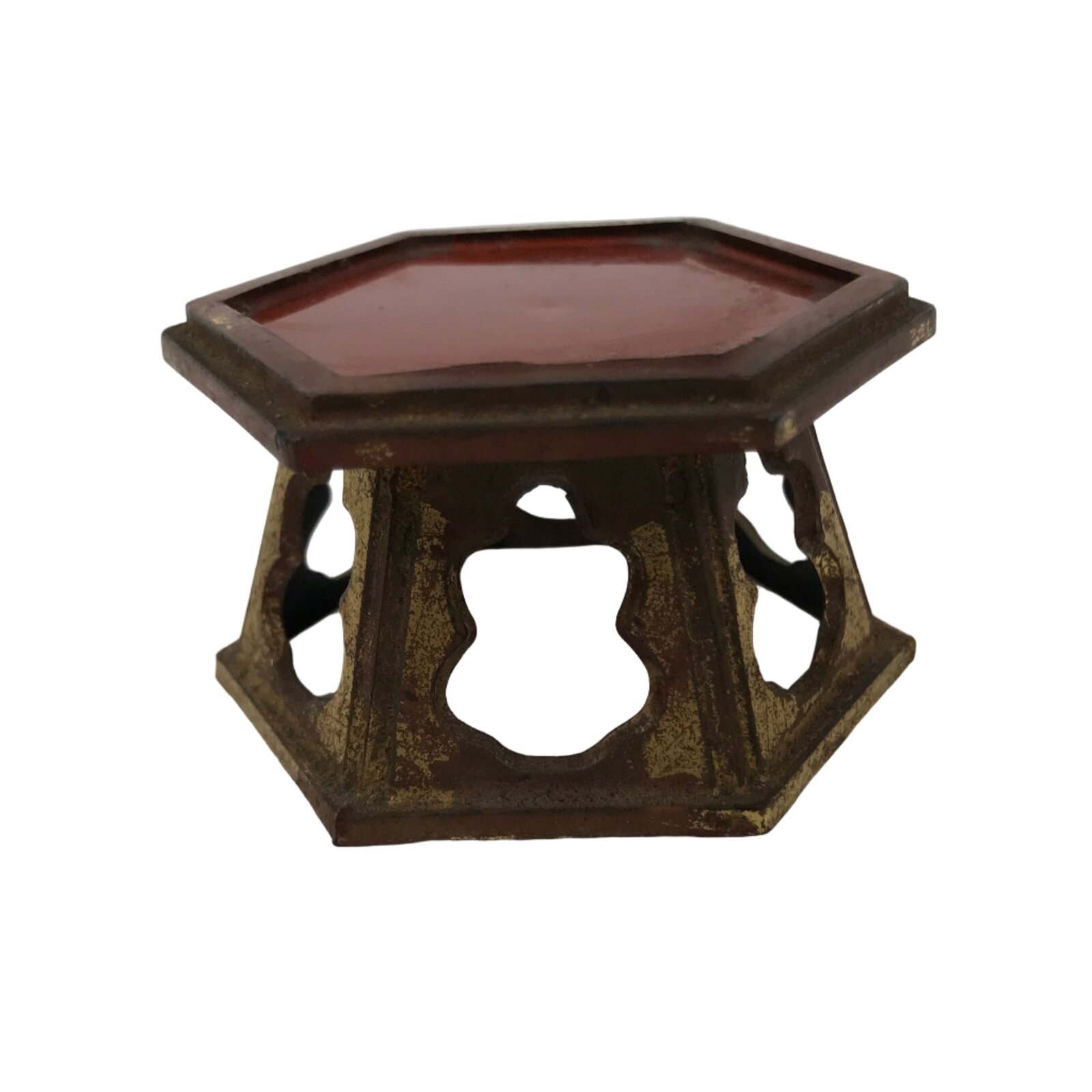 Japanese Buddhist Altar Fitting Offering Cup Stand Bukki Butsugu Gold Red BA736