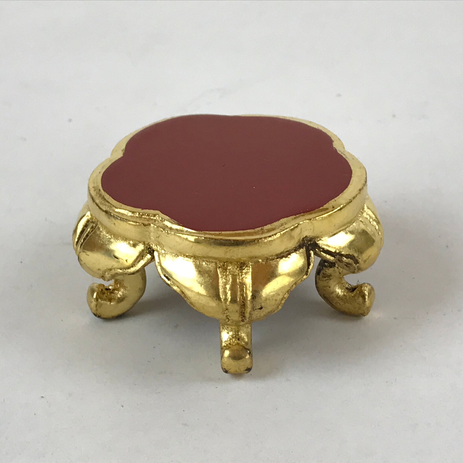 Japanese Buddhist Altar Fitting Offering Cup Stand Vtg Bukki Red Gold BA163