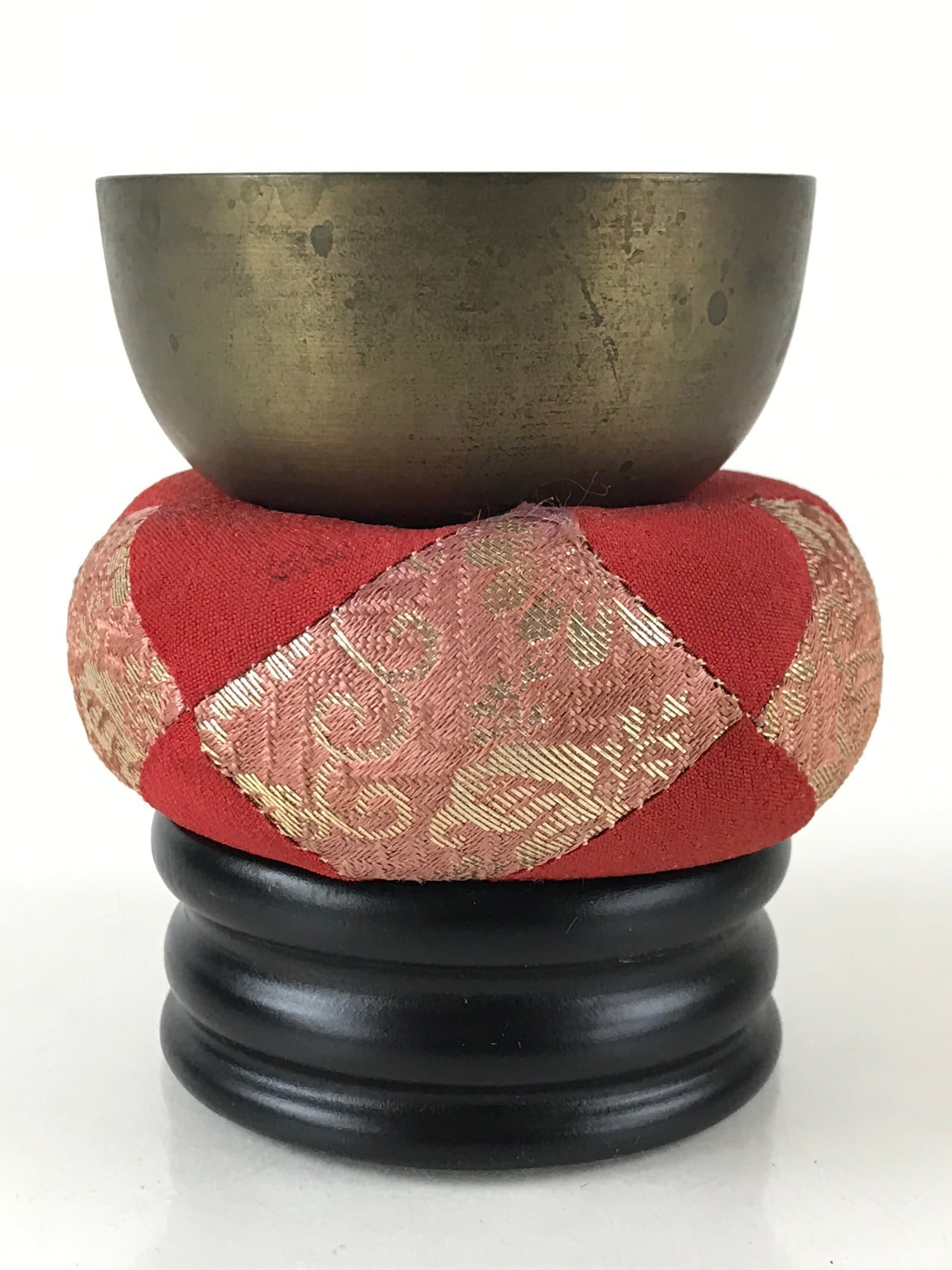 Japanese Buddhist Altar Fitting Orin Bell Vtg Singing Bowl Pillow Stand Striker