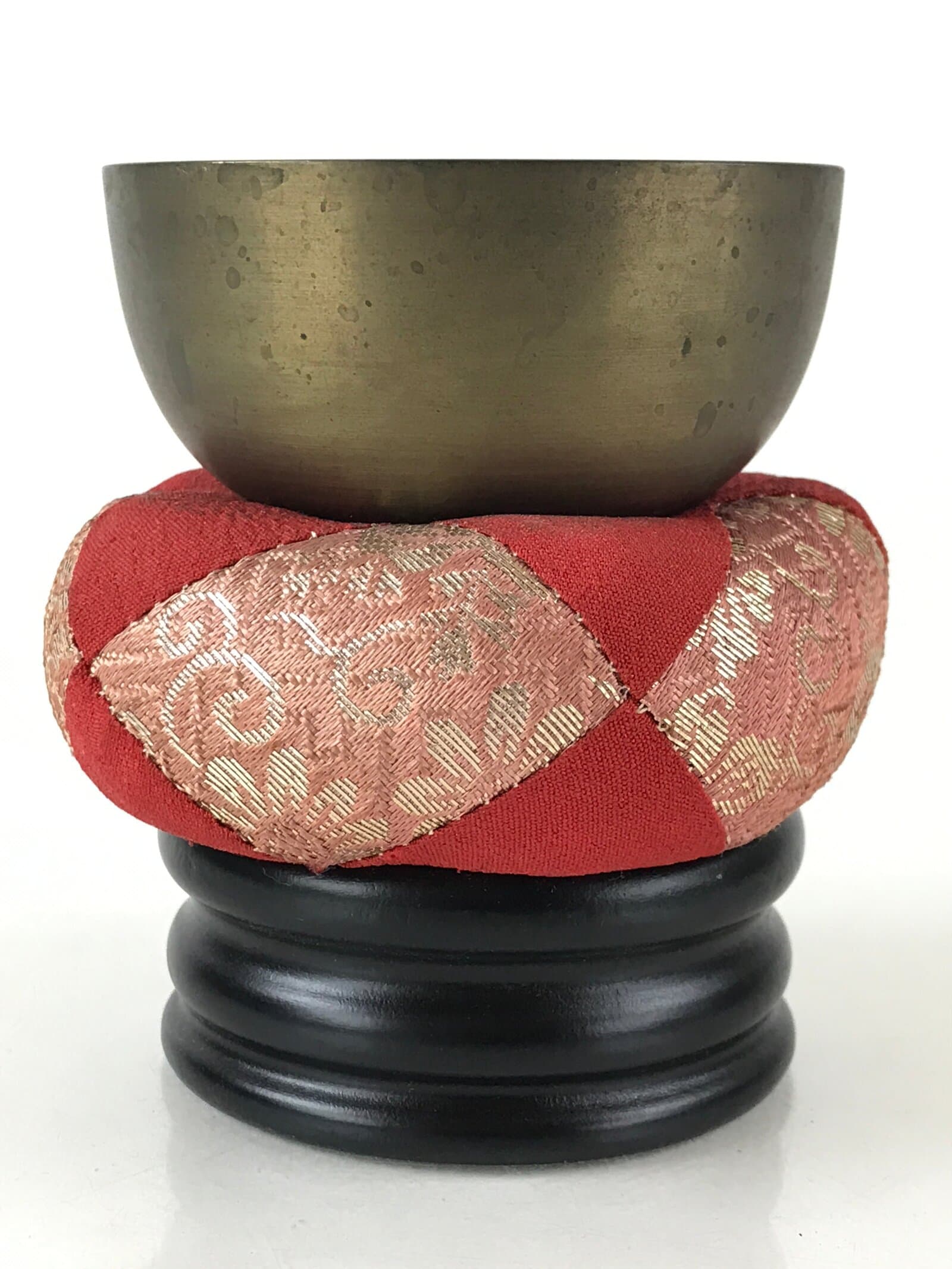 Japanese Buddhist Altar Fitting Orin Bell Vtg Singing Bowl Pillow Stand Striker