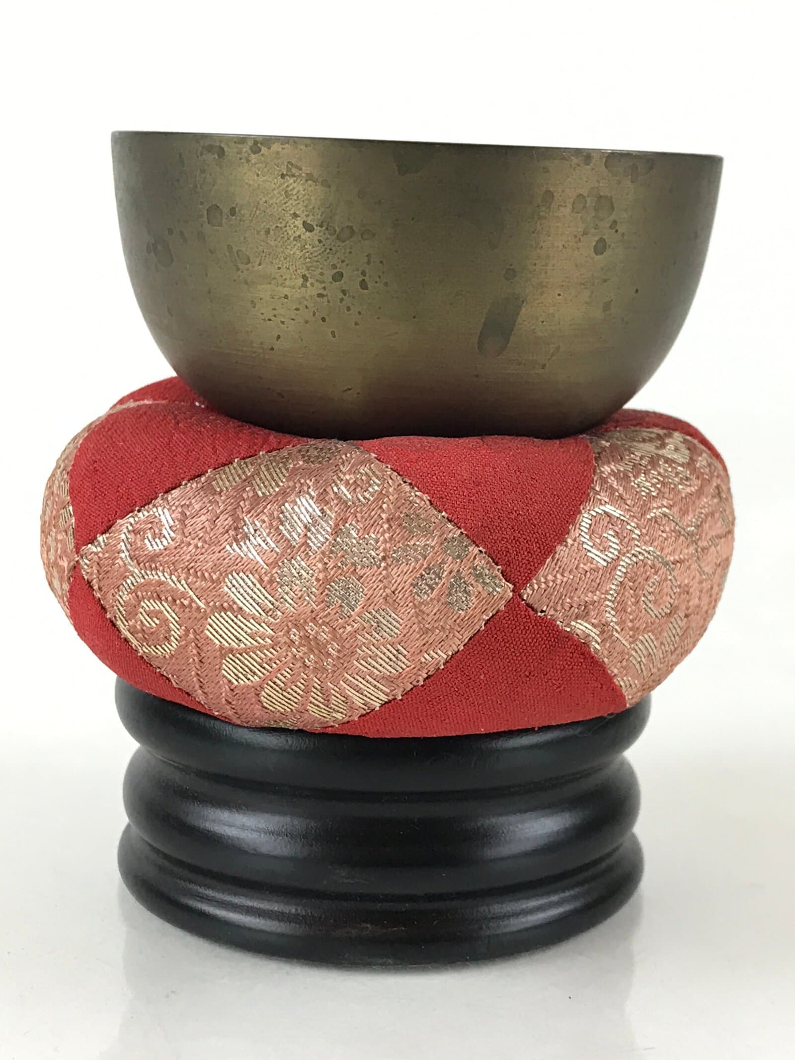 Japanese Buddhist Altar Fitting Orin Bell Vtg Singing Bowl Pillow Stand Striker