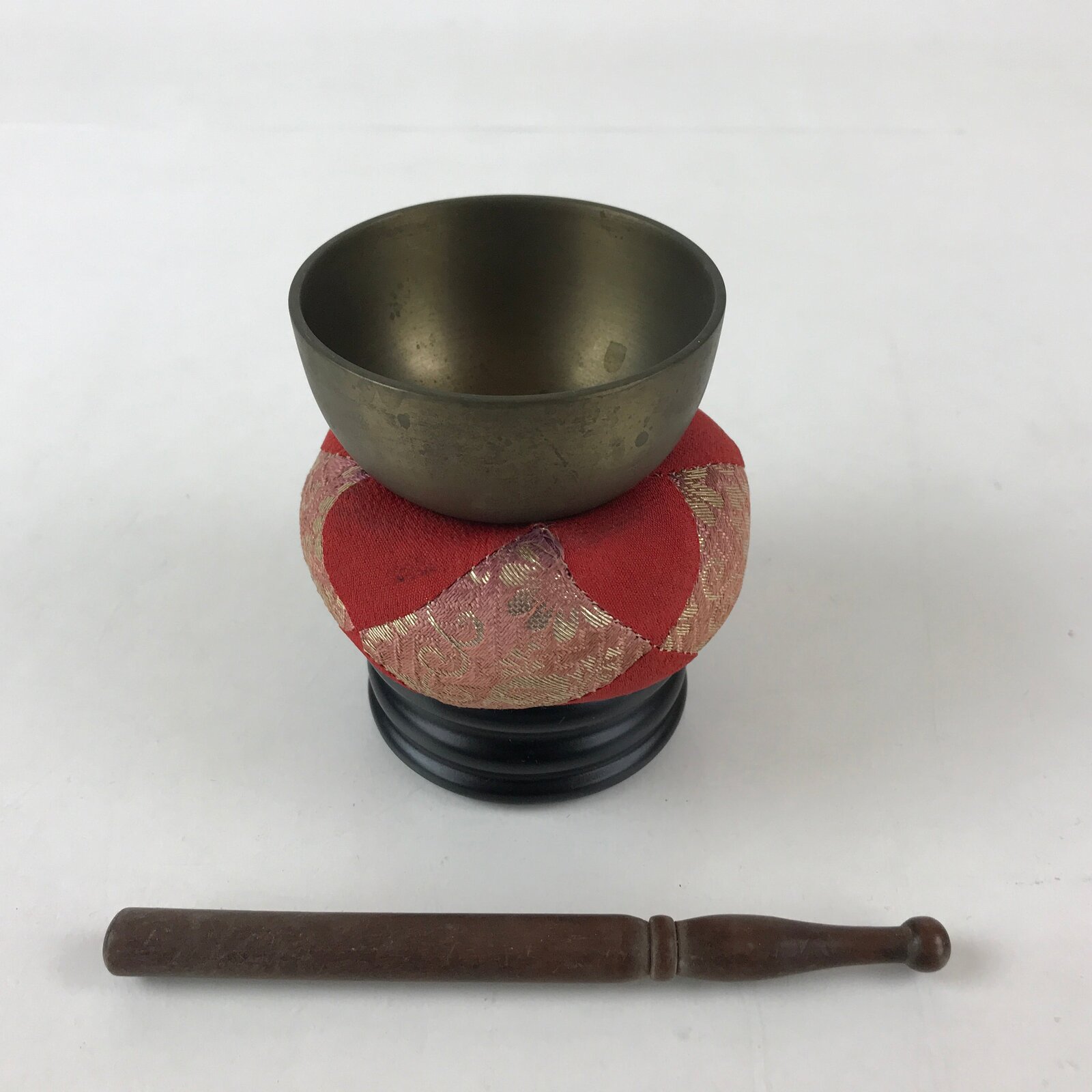 Japanese Buddhist Altar Fitting Orin Bell Vtg Singing Bowl Pillow Stand Striker