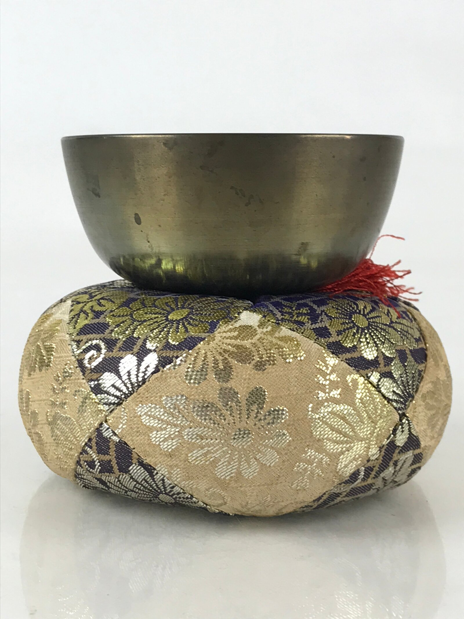 Japanese Buddhist Altar Fitting Orin Bell Vtg Singing Bowl Pillow Striker Butsugu