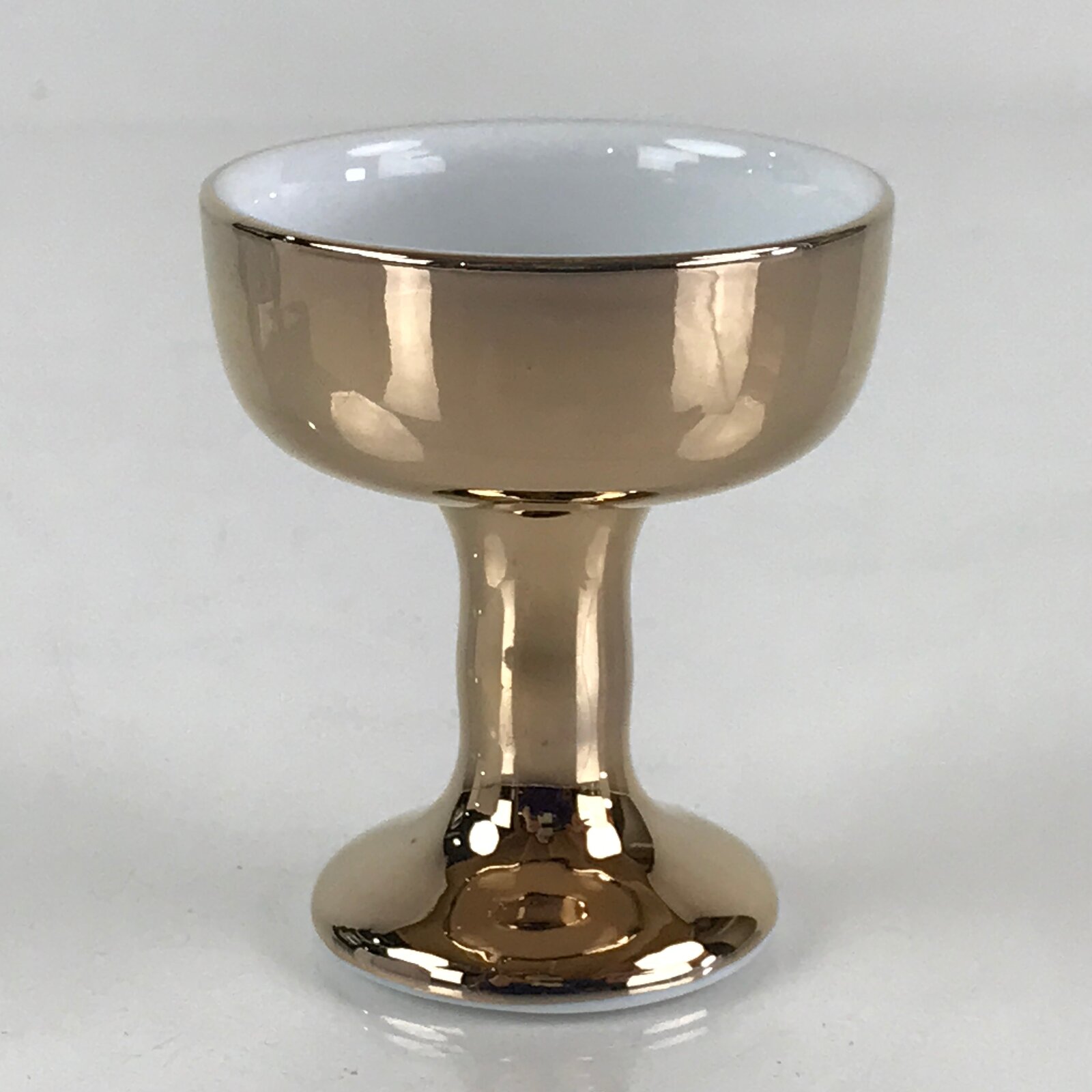 Japanese Buddhist Altar Fitting Porcelain Rice Offering Cup Vtg Gold QT151