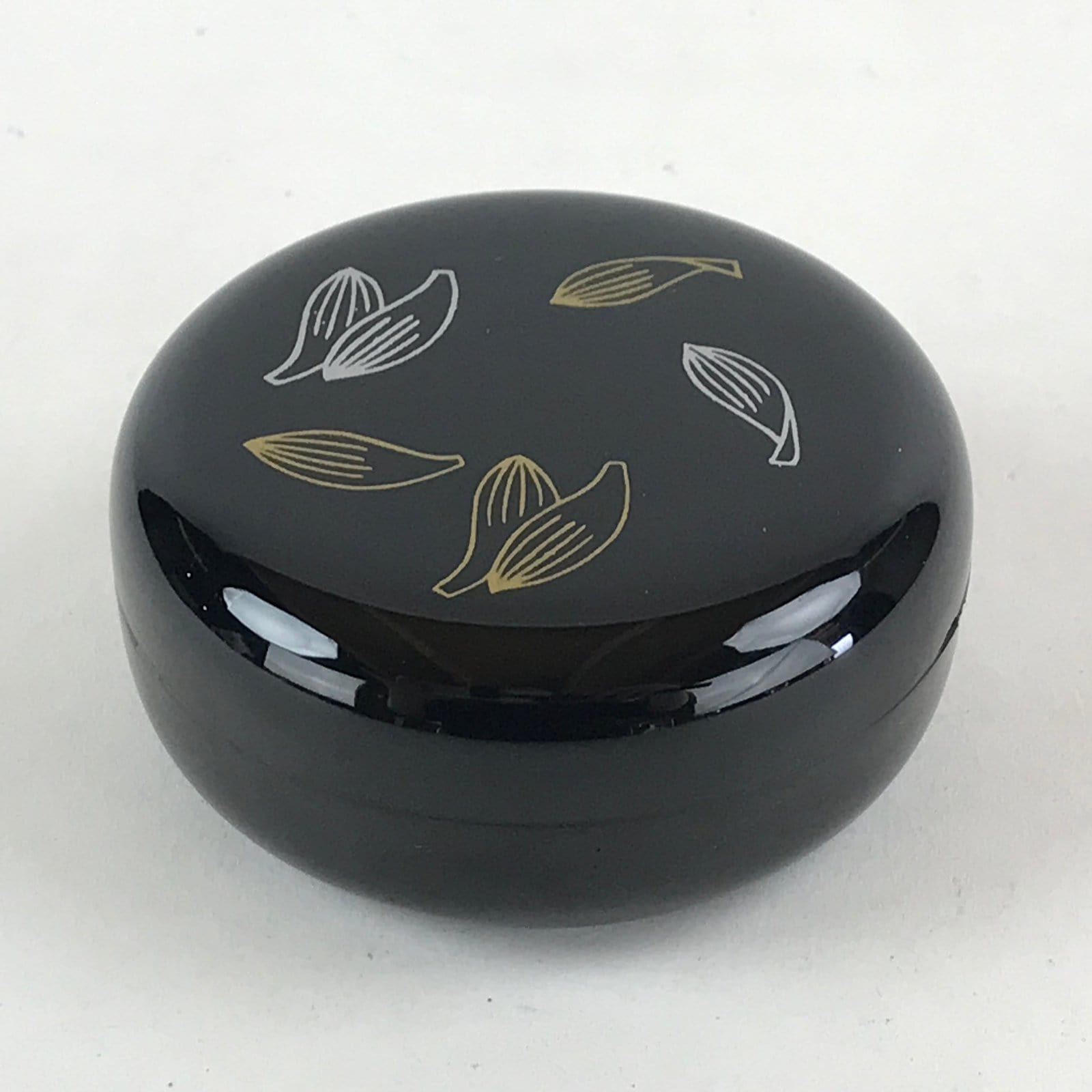 Japanese Buddhist Altar Fitting Resin Incense Container Vtg Round Kogo Black BA7