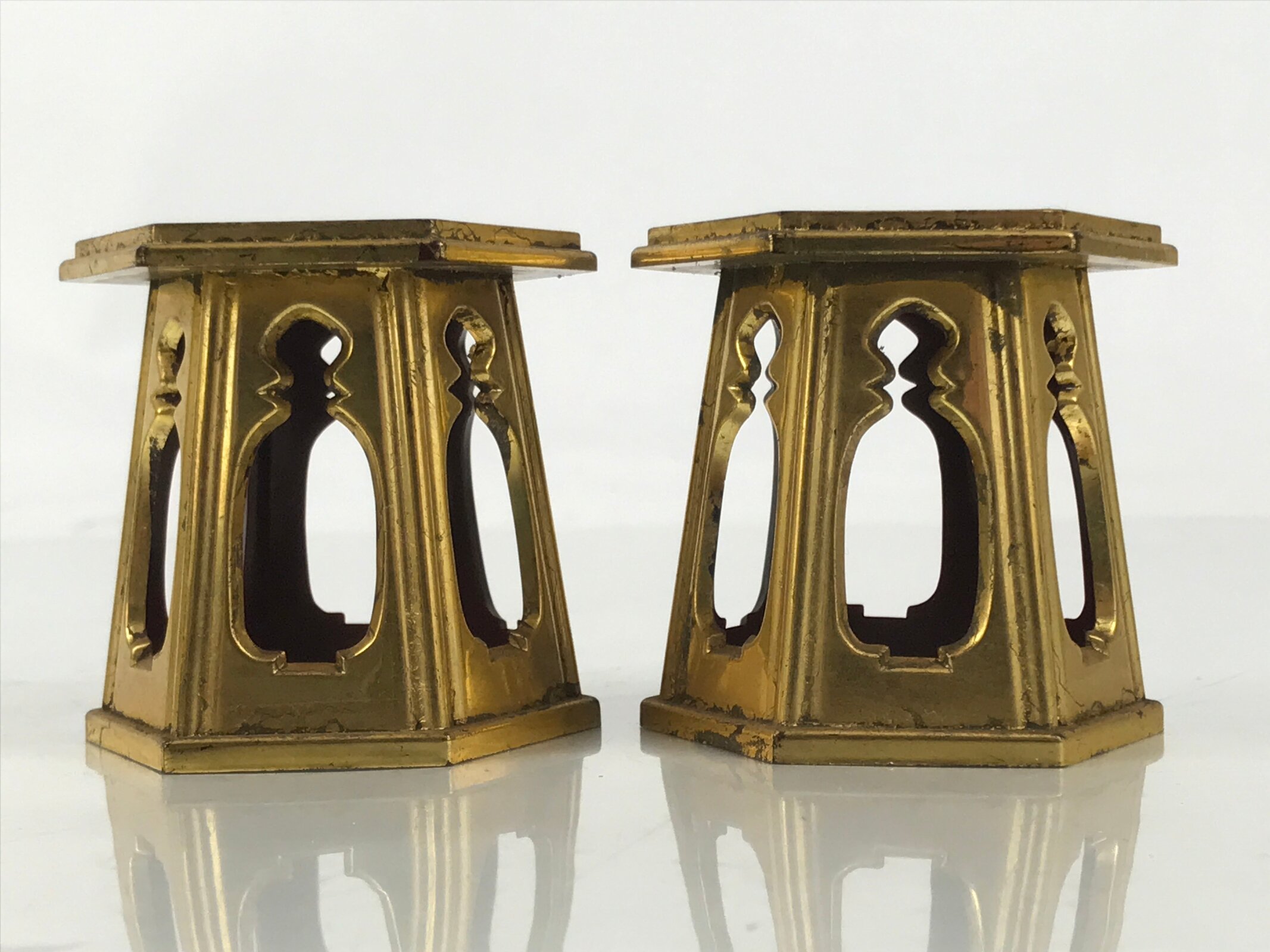 Japanese Buddhist Altar Fitting Resin Offering Cup Stand 2pc Bukki Butsugu BA671