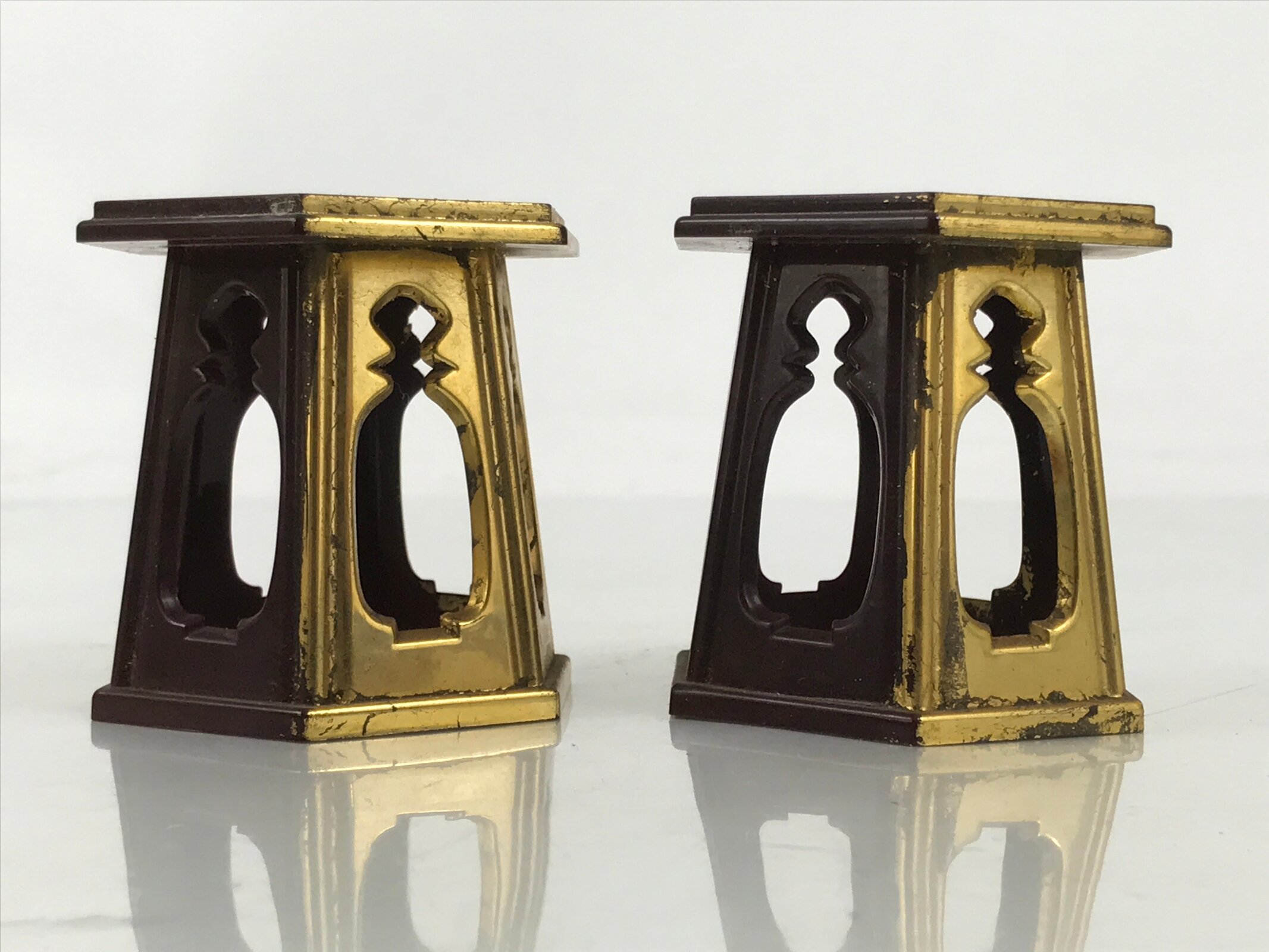 Japanese Buddhist Altar Fitting Resin Offering Cup Stand 2pc Bukki Butsugu BA671