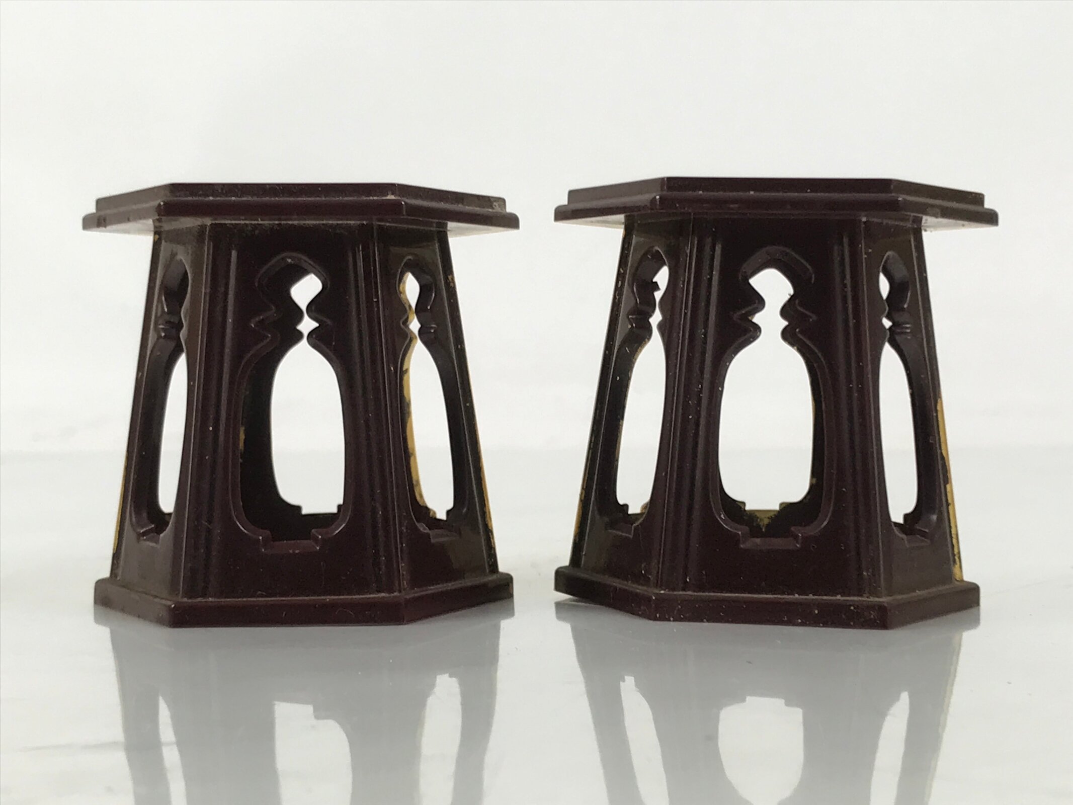 Japanese Buddhist Altar Fitting Resin Offering Cup Stand 2pc Bukki Butsugu BA671