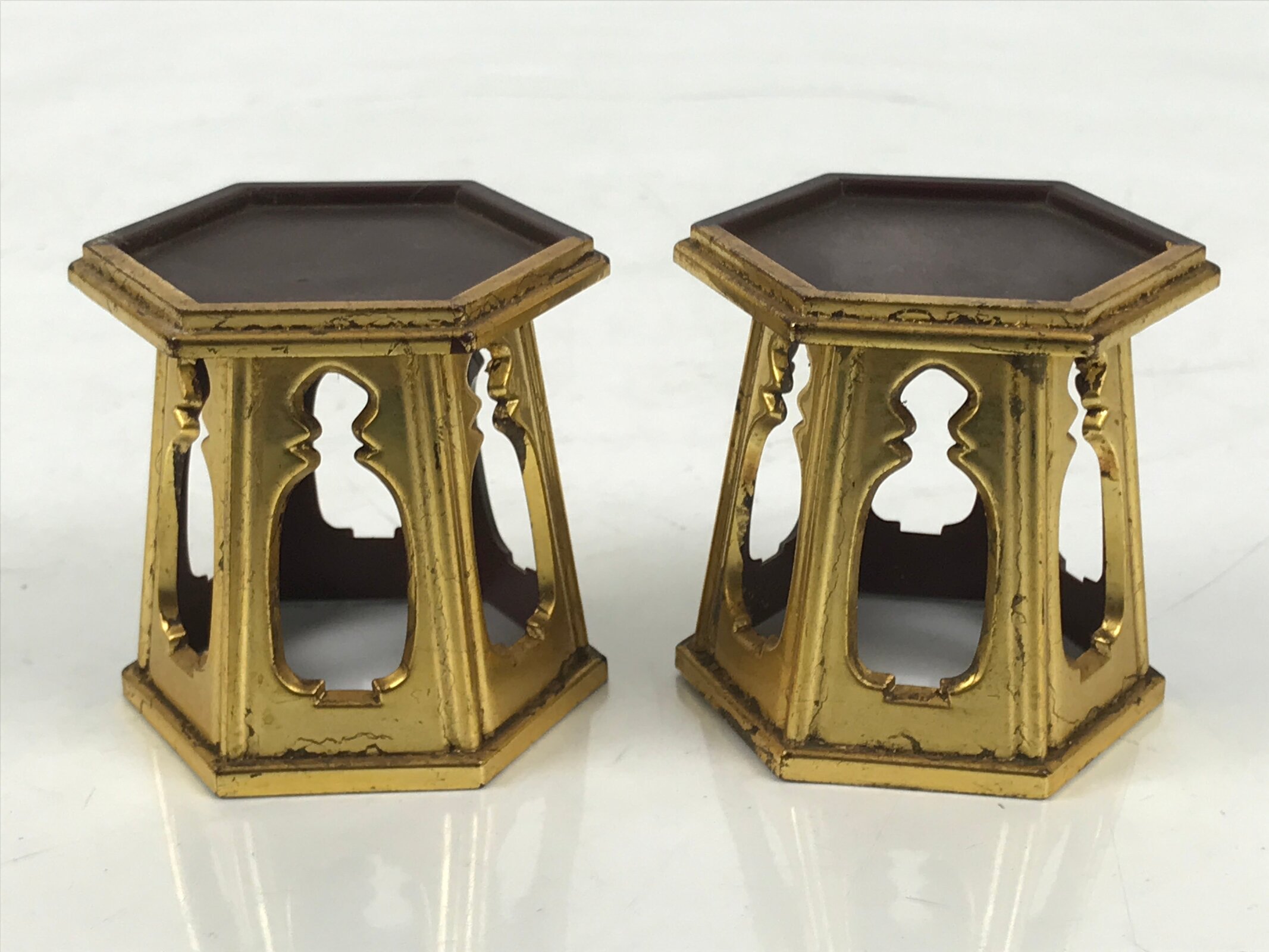 Japanese Buddhist Altar Fitting Resin Offering Cup Stand 2pc Bukki Butsugu BA671