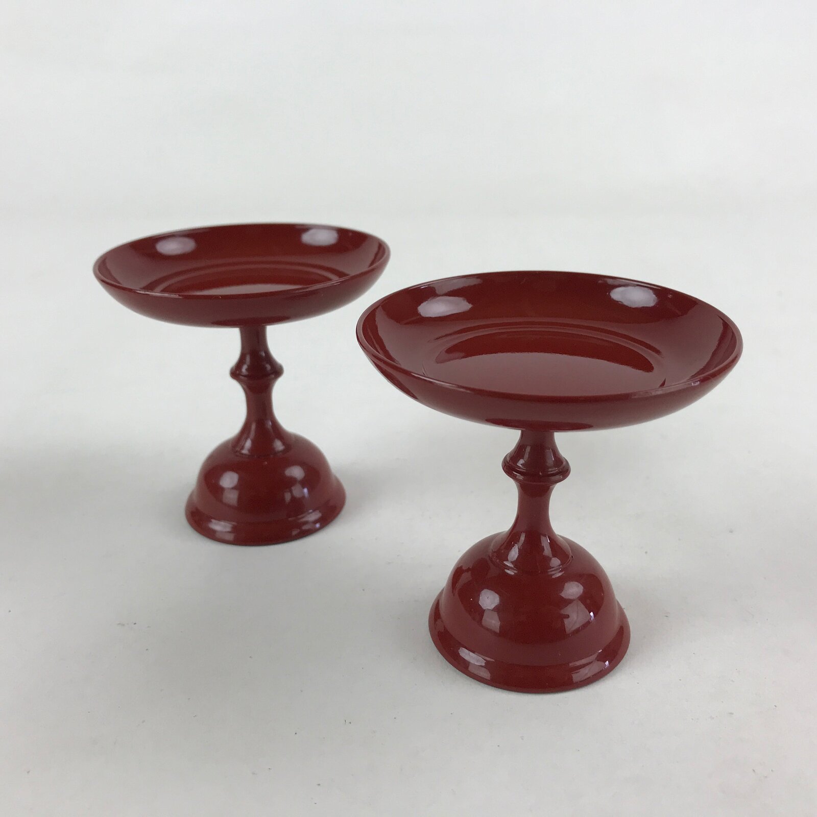 Japanese Buddhist Altar Fitting Resin Offering Stand Vtg Butsugu 2pc Red BA63