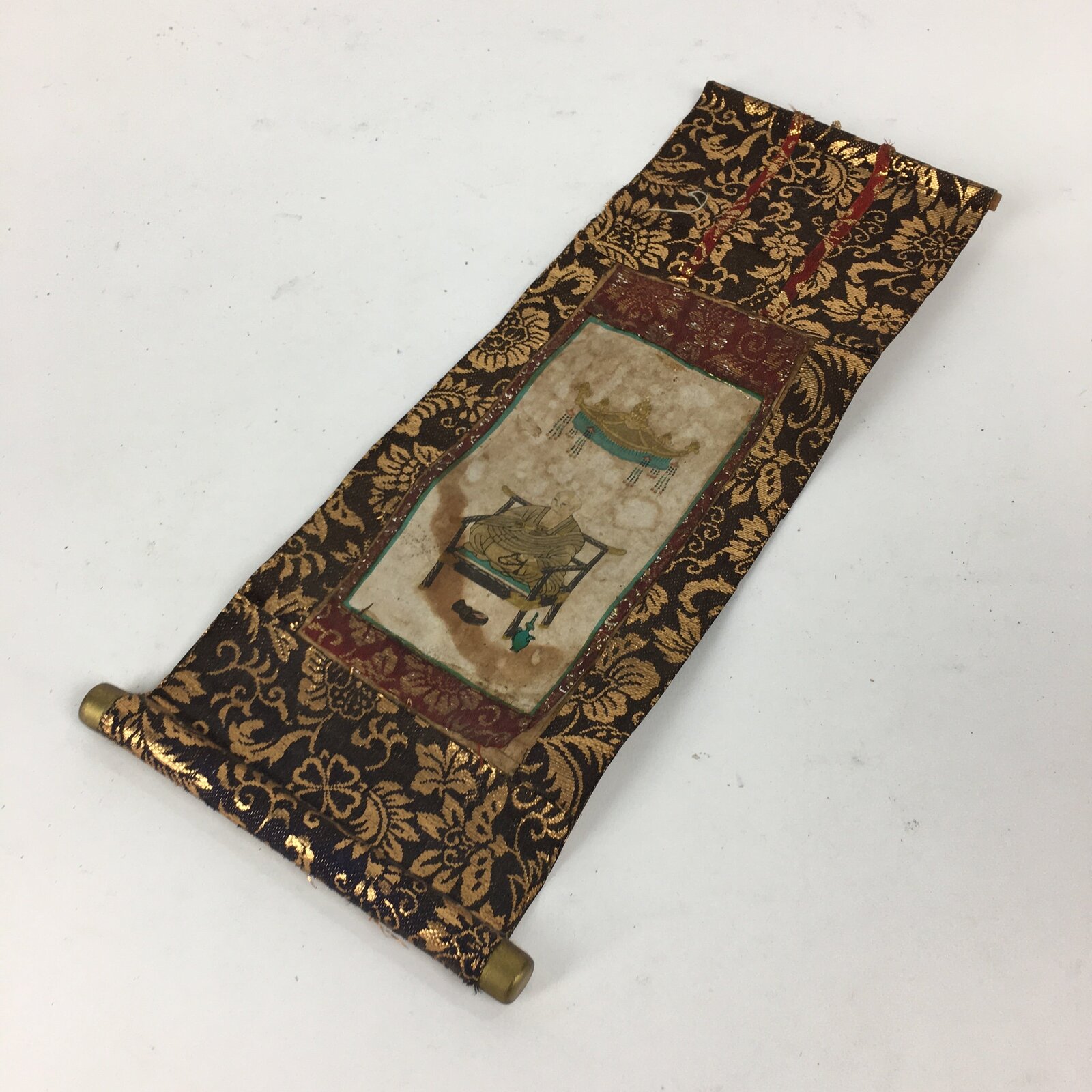 Japanese Buddhist Altar Fitting Scroll Vtg Shingon-Shu Monk Kakejiku Butsudan BU