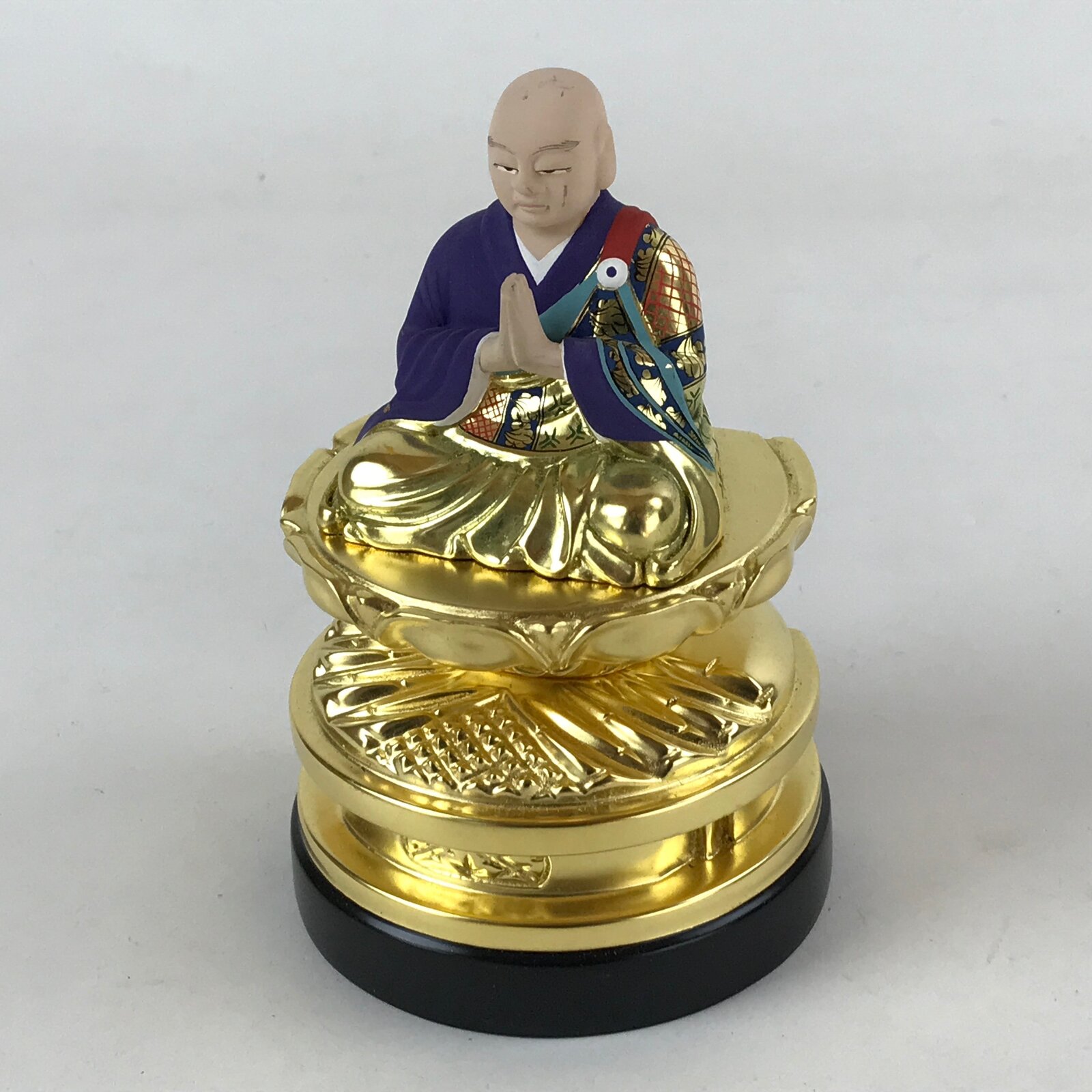 Japanese Buddhist Altar Fitting Shandao Monk Vtg Lacquer Wood Jodo Shinshu BA169