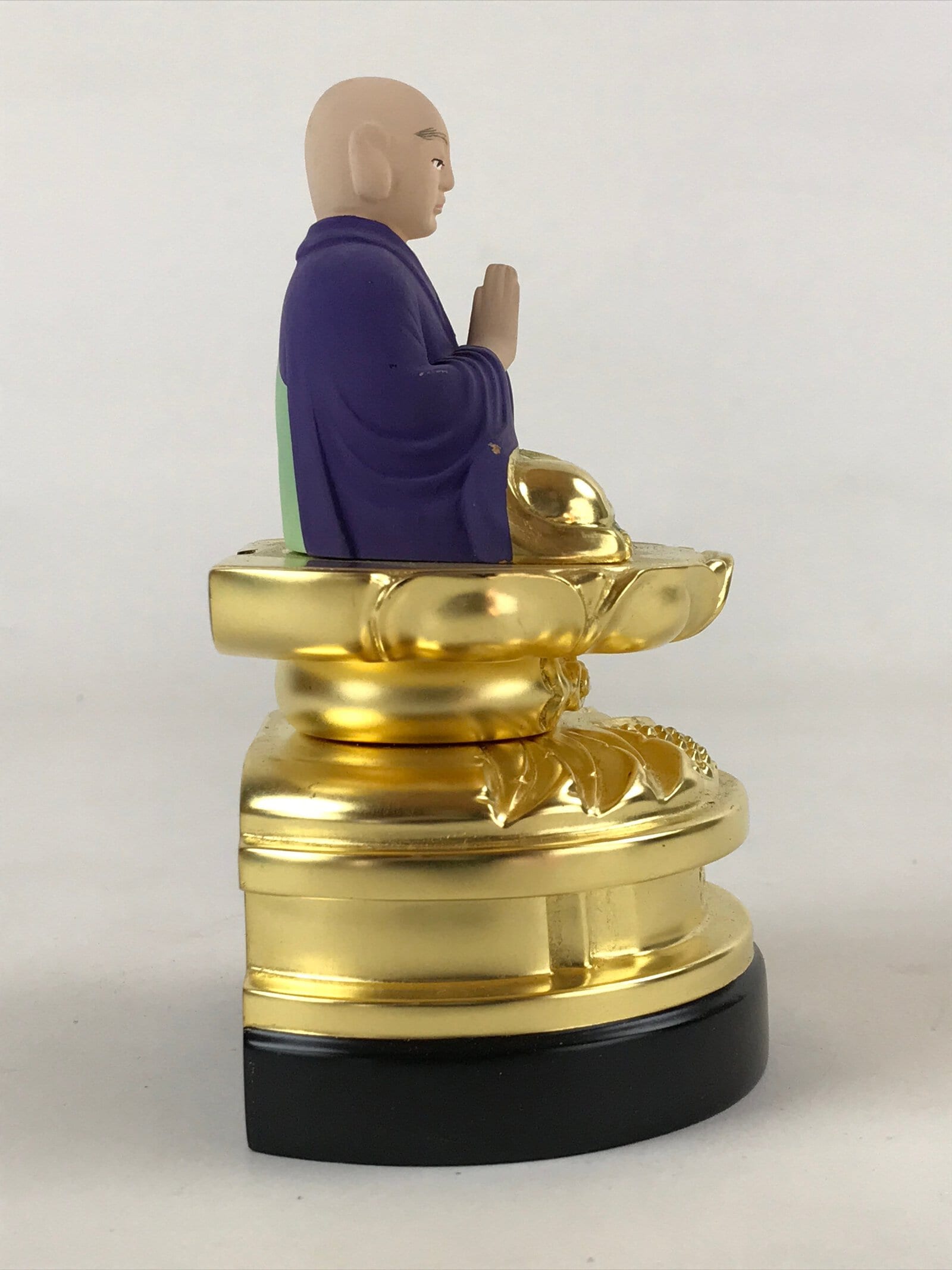 Japanese Buddhist Altar Fitting Shandao Monk Vtg Lacquer Wood Jodo Shinshu BA169