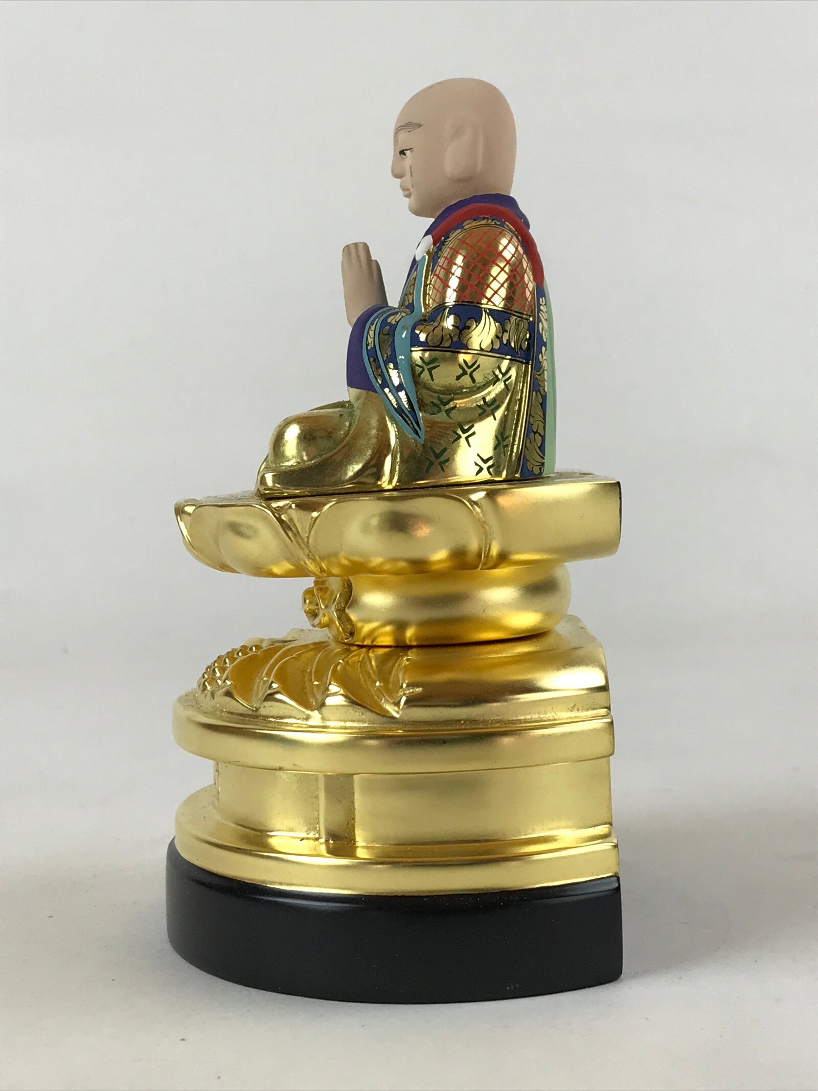 Japanese Buddhist Altar Fitting Shandao Monk Vtg Lacquer Wood Jodo Shinshu BA169