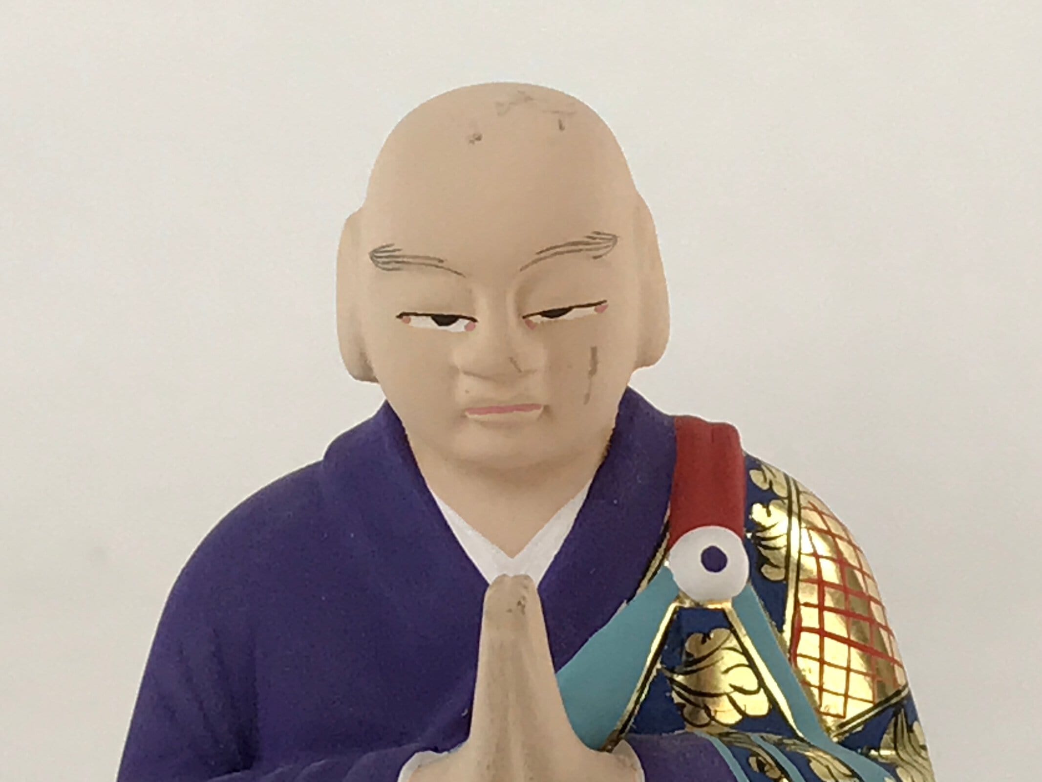 Japanese Buddhist Altar Fitting Shandao Monk Vtg Lacquer Wood Jodo Shinshu BA169