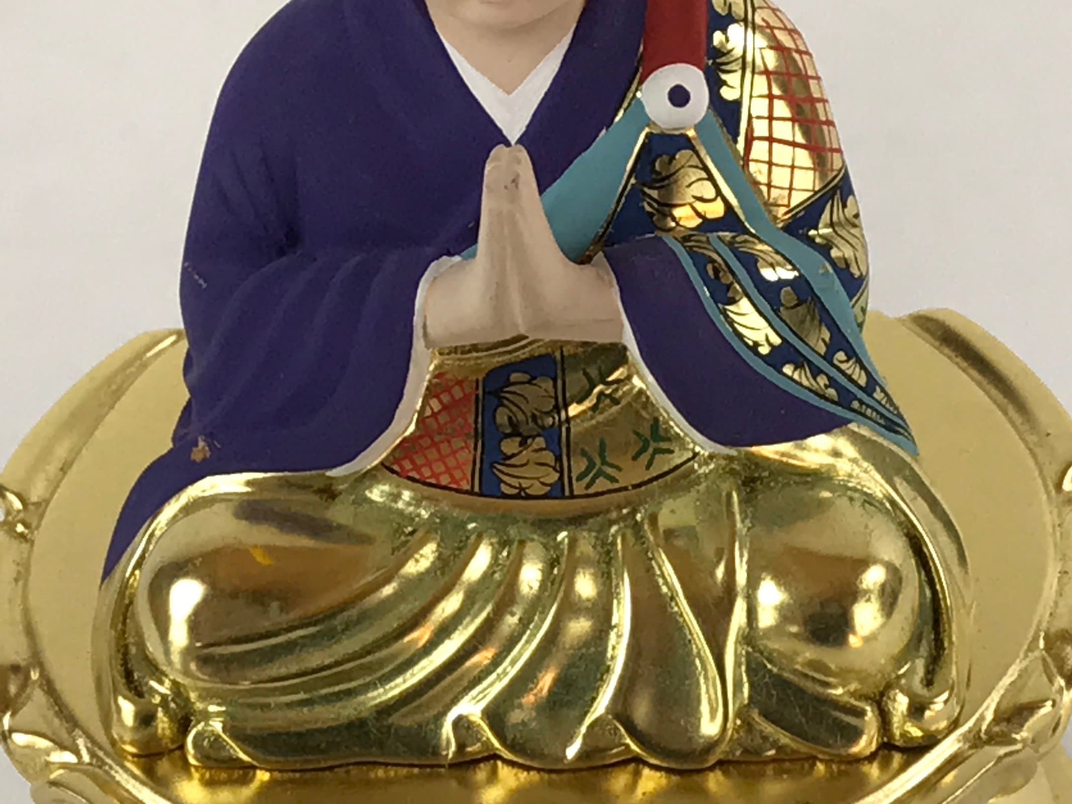 Japanese Buddhist Altar Fitting Shandao Monk Vtg Lacquer Wood Jodo Shinshu BA169