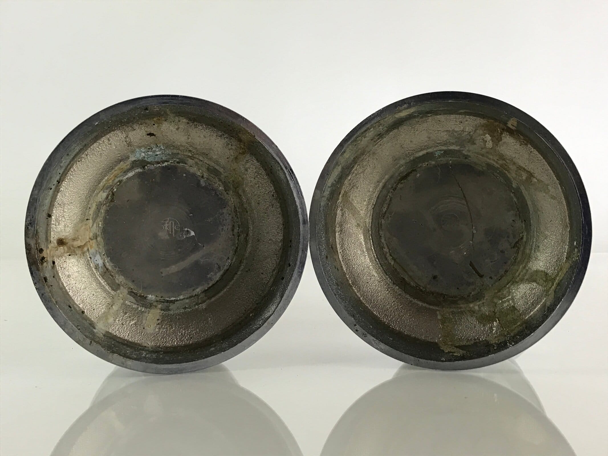 Japanese Buddhist Altar Fitting Silver Candle Stand set Vtg Shokudai BU768