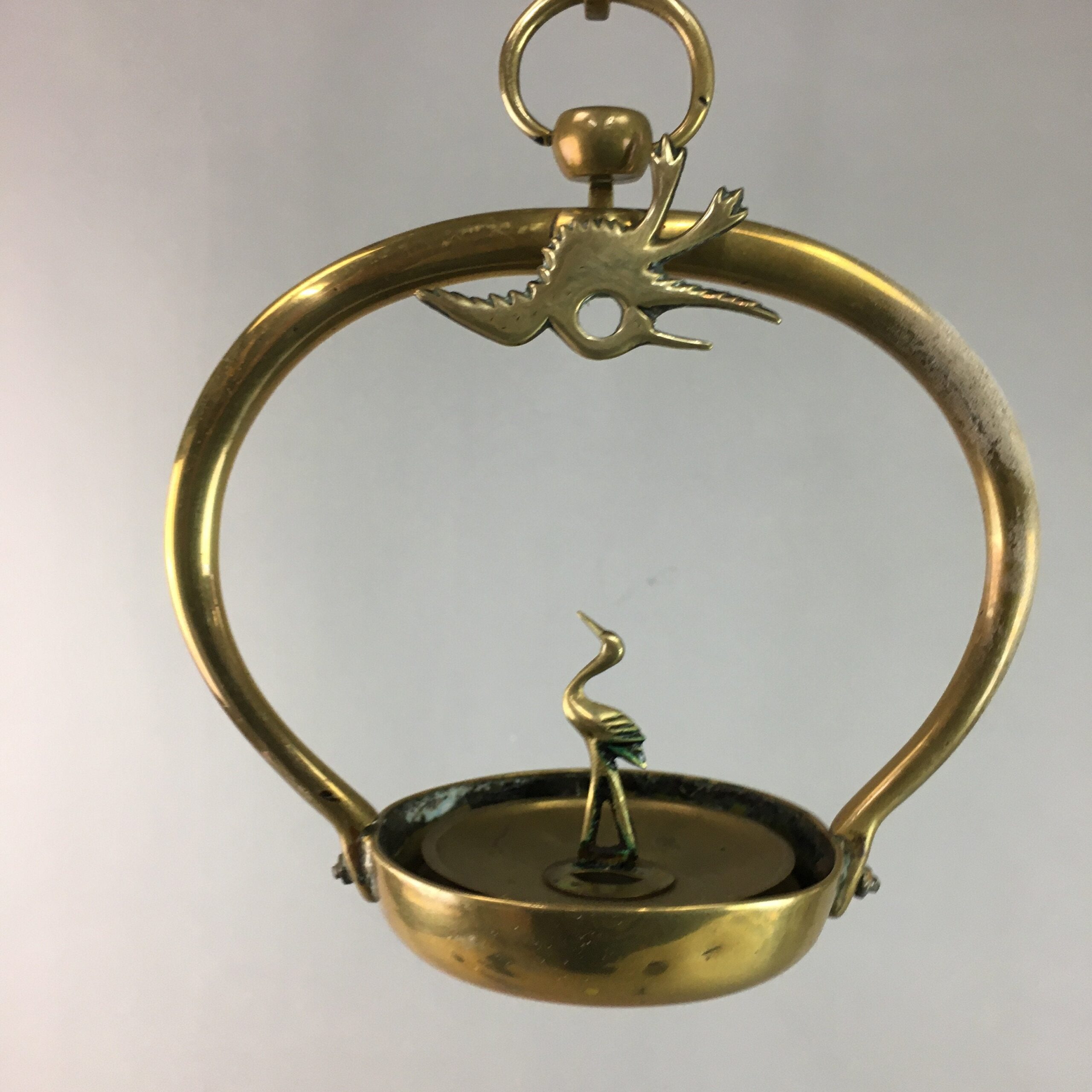 Japanese Buddhist Altar Fitting Vtg Brass Hanging Lantern Rinto Butsudan BU190