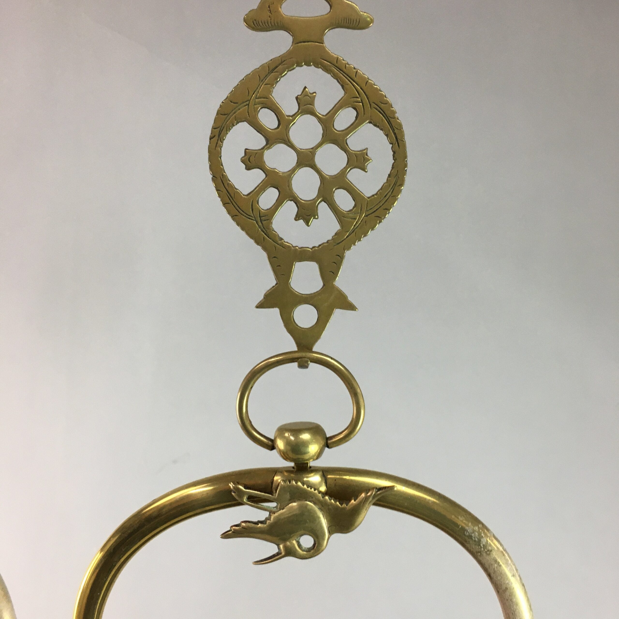 Japanese Buddhist Altar Fitting Vtg Brass Hanging Lantern Rinto Butsudan BU190