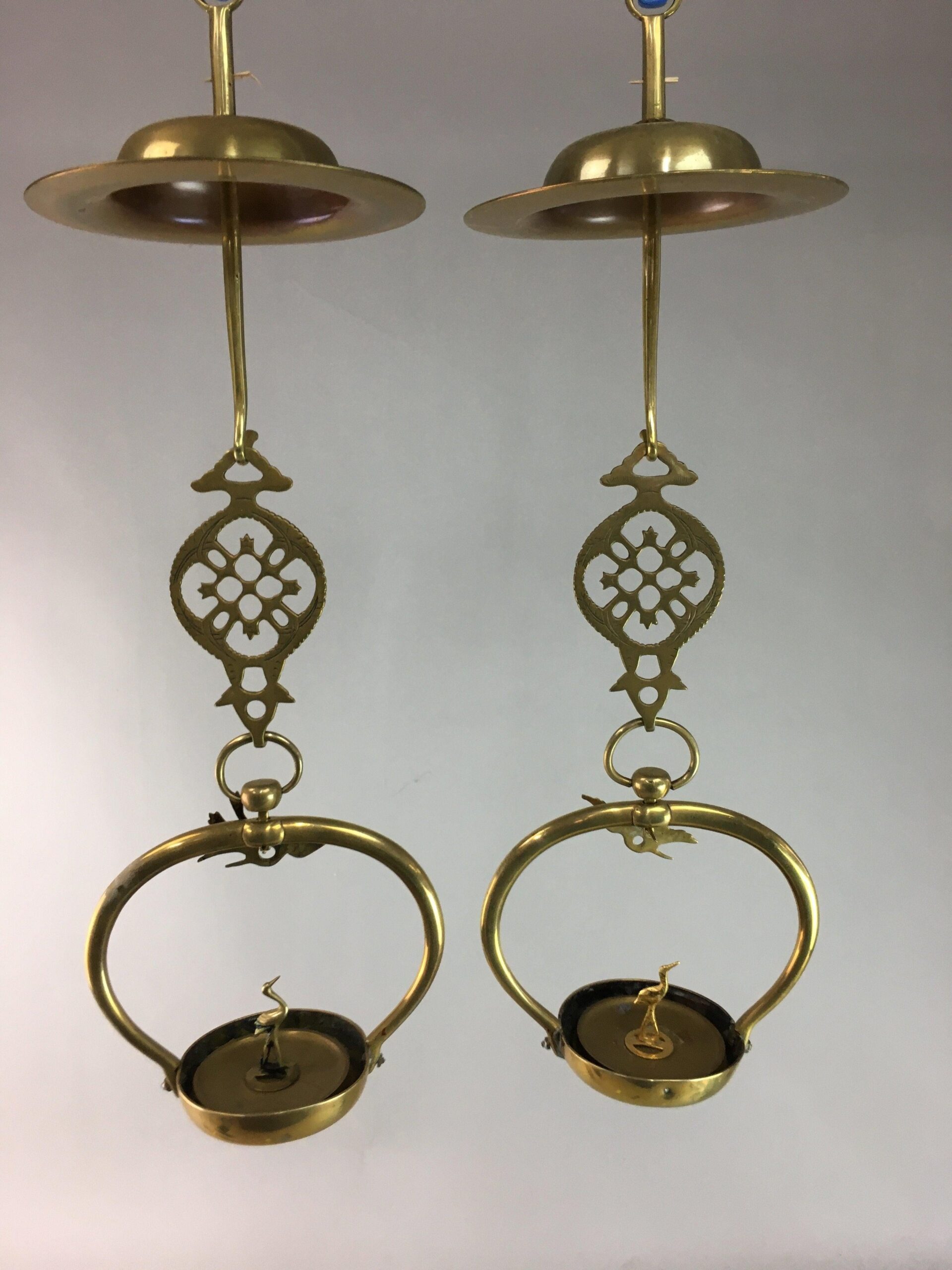 Japanese Buddhist Altar Fitting Vtg Brass Hanging Lantern Rinto Butsudan BU190