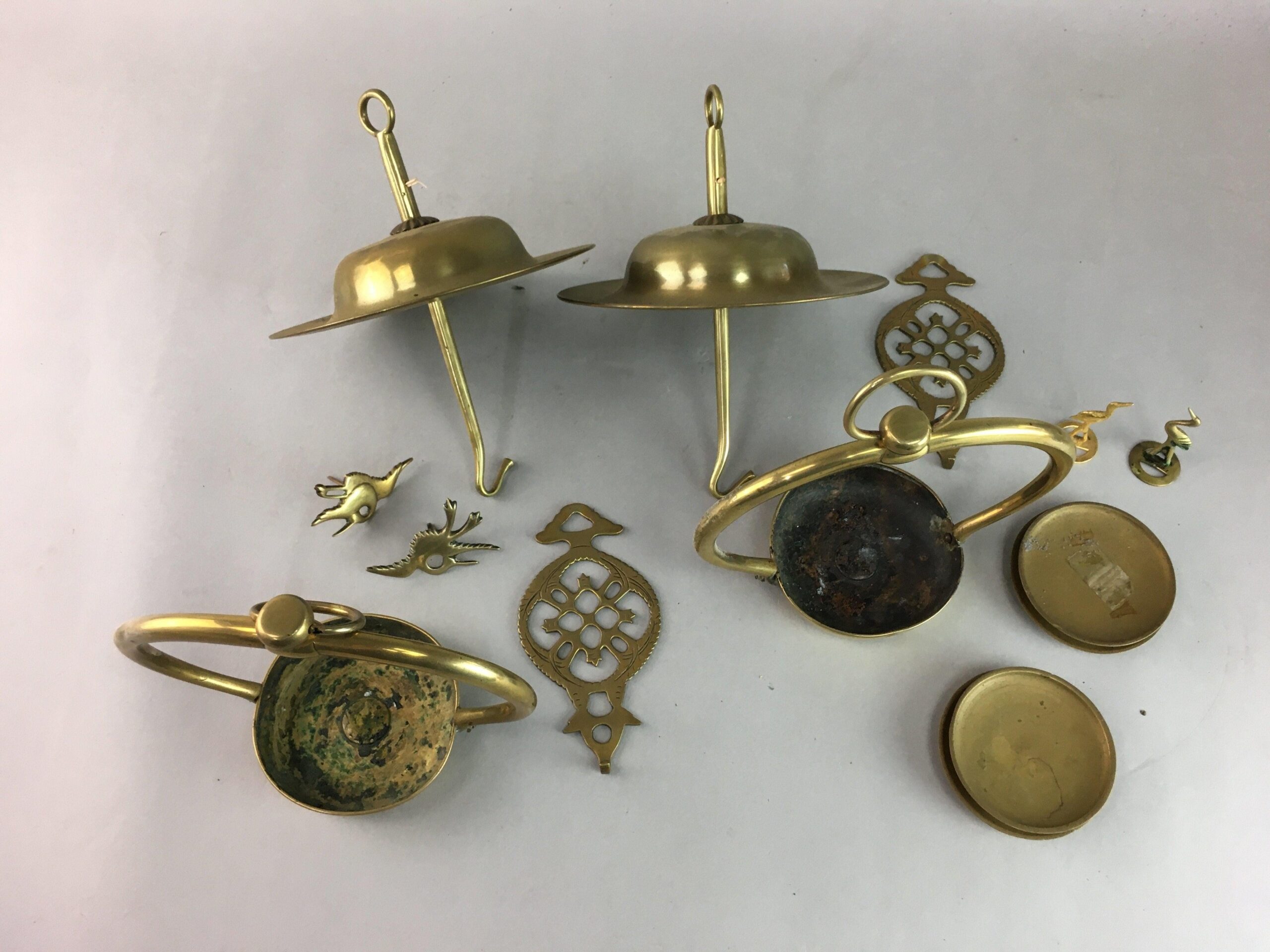 Japanese Buddhist Altar Fitting Vtg Brass Hanging Lantern Rinto Butsudan BU190