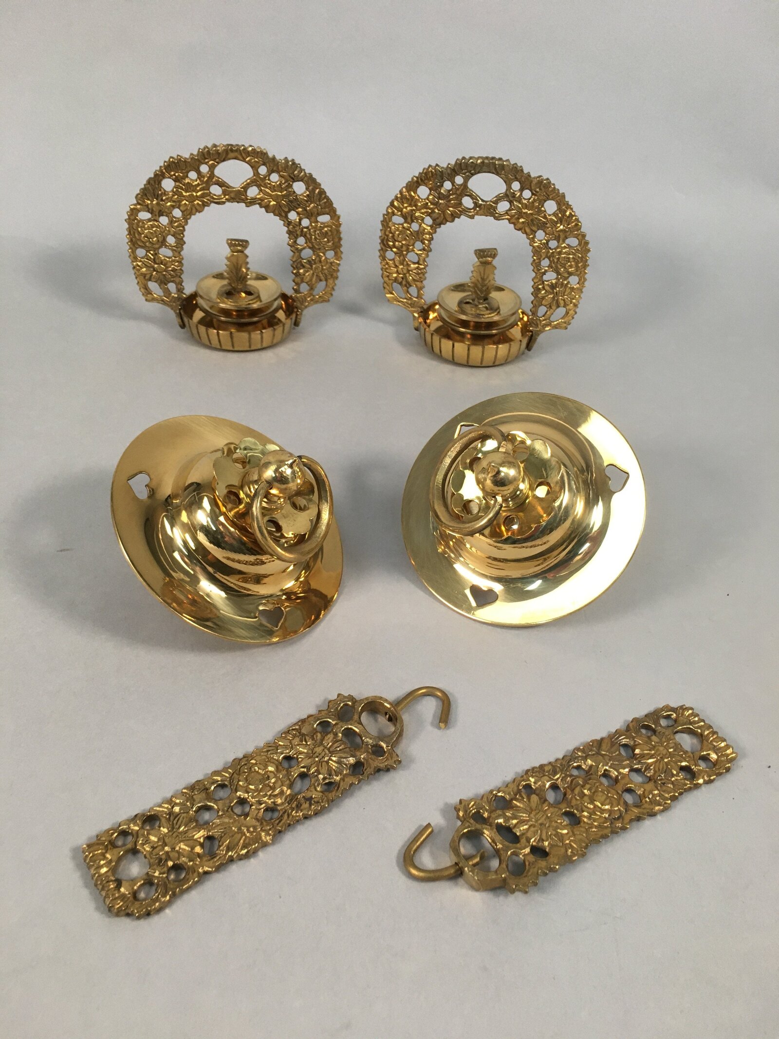 Japanese Buddhist Altar Fitting Vtg Brass Hanging Lantern Rinto Butsudan BU336