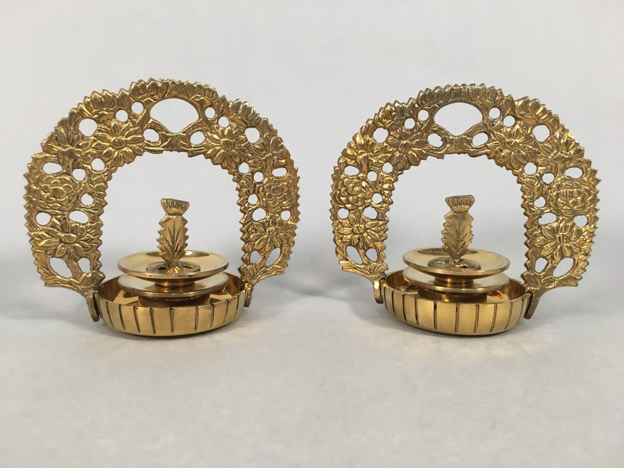 Japanese Buddhist Altar Fitting Vtg Brass Hanging Lantern Rinto Butsudan BU336