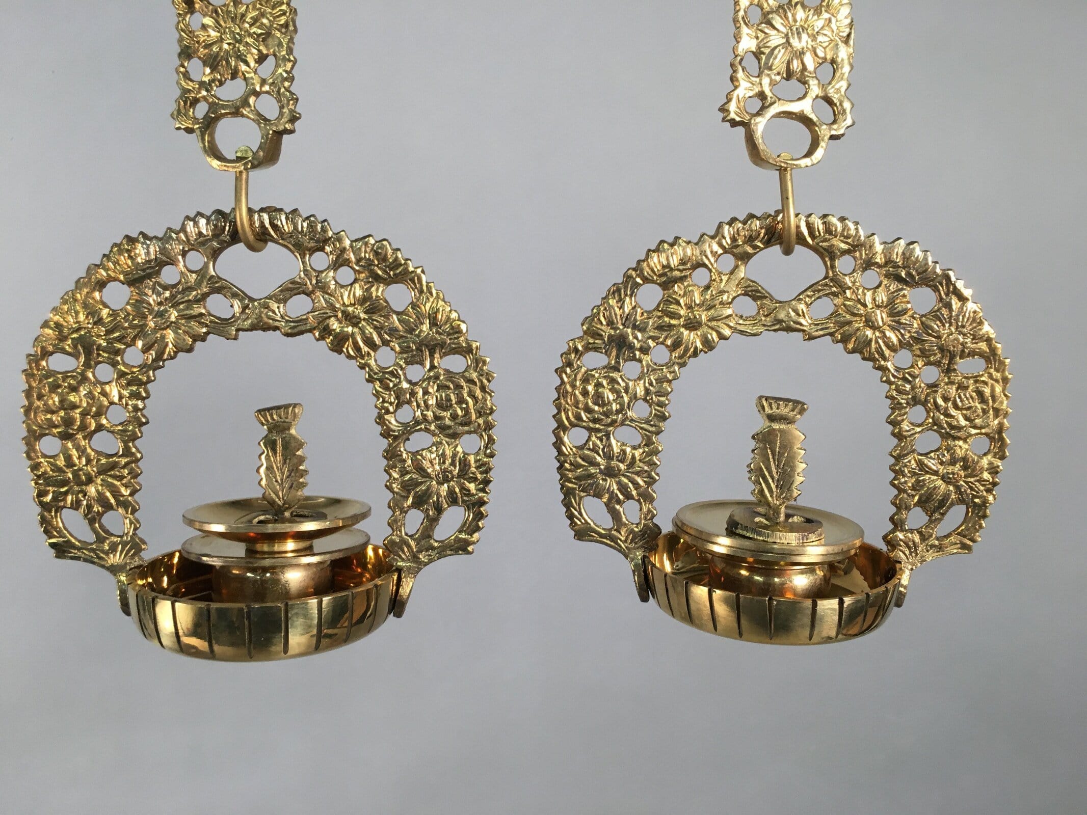 Japanese Buddhist Altar Fitting Vtg Brass Hanging Lantern Rinto Butsudan BU336