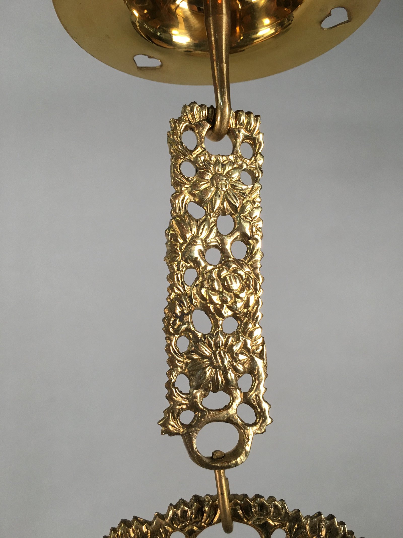 Japanese Buddhist Altar Fitting Vtg Brass Hanging Lantern Rinto Butsudan BU336