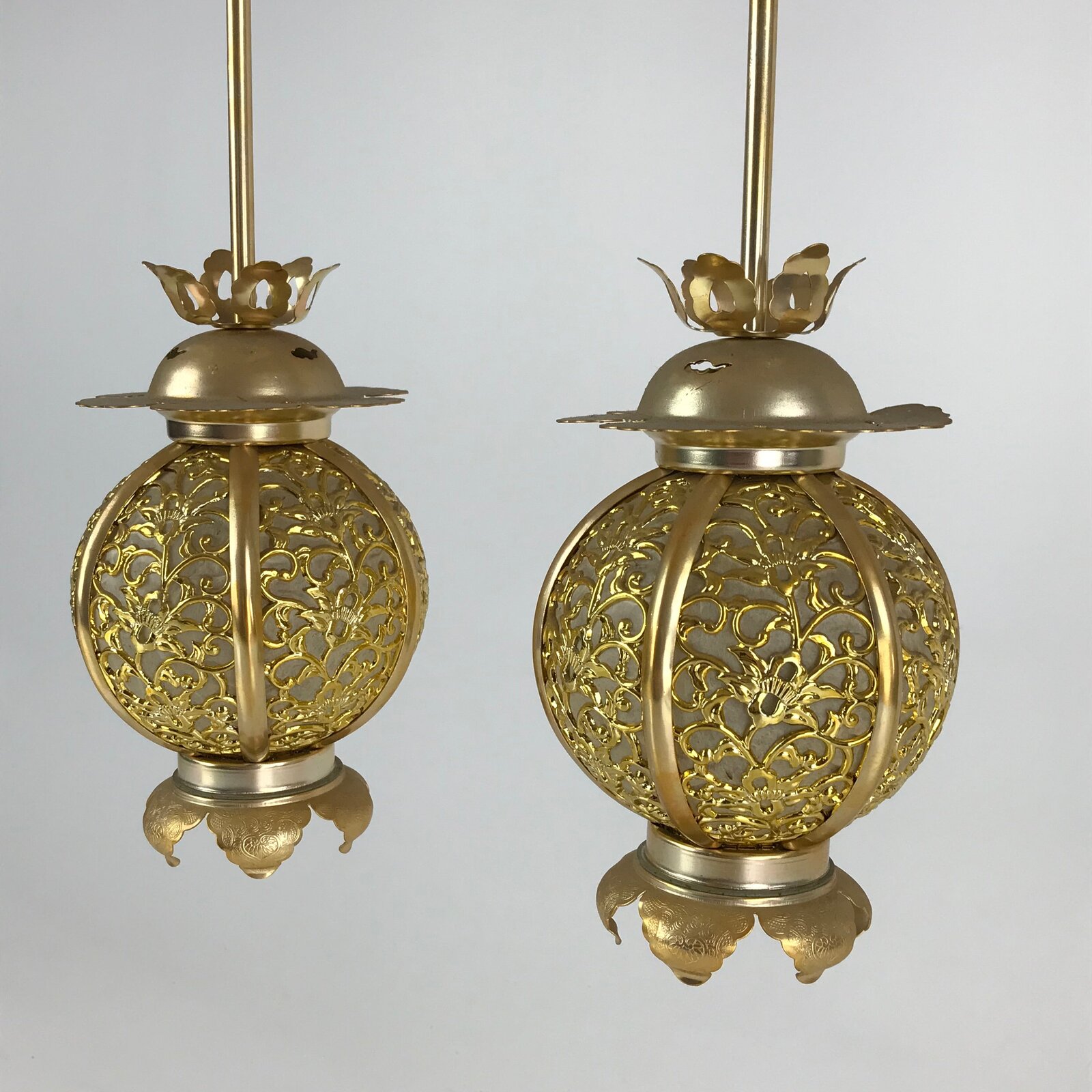 Japanese Buddhist Altar Fitting Vtg Brass Hanging Lantern Toro Butsudan BU741