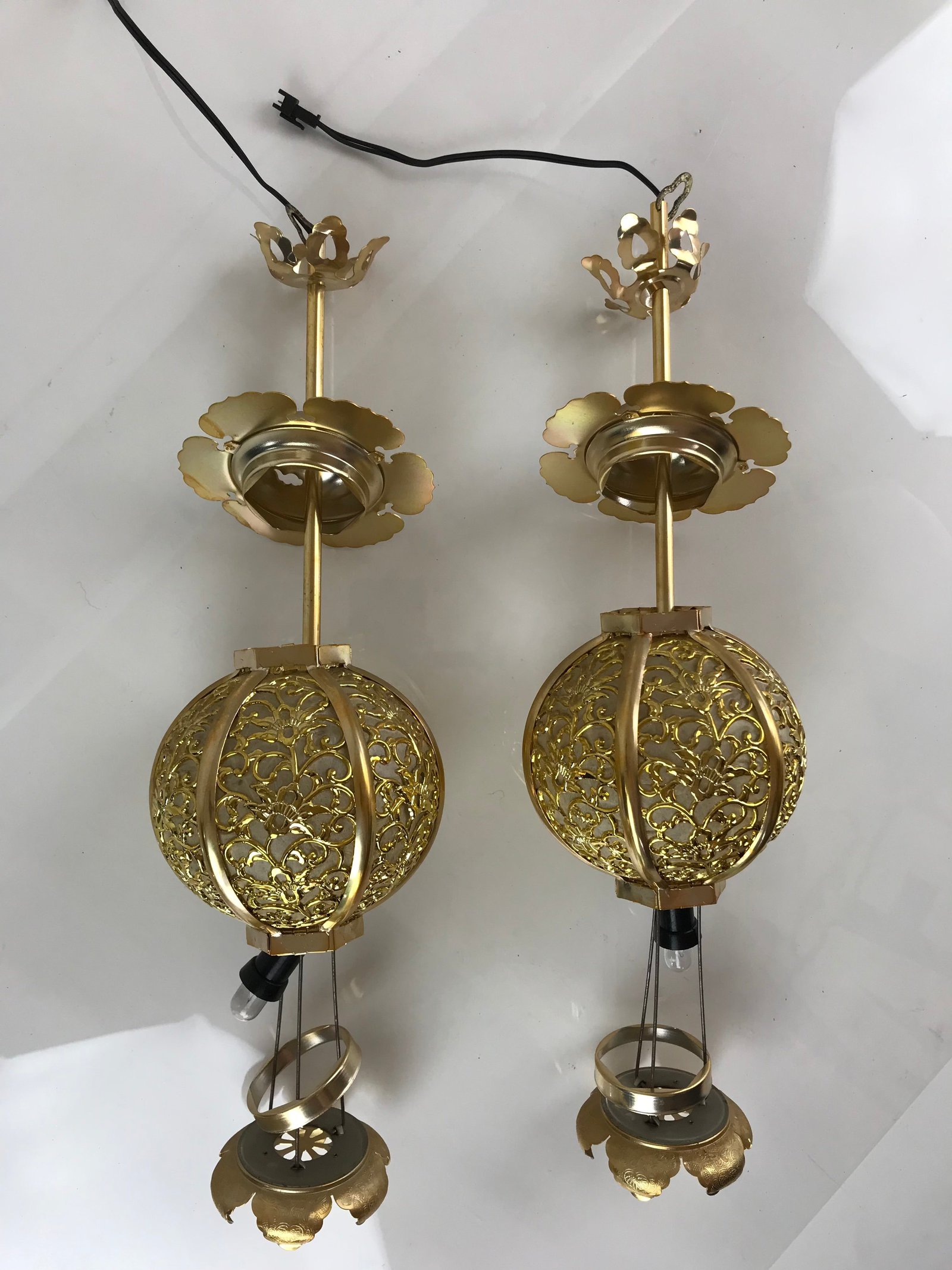 Japanese Buddhist Altar Fitting Vtg Brass Hanging Lantern Toro Butsudan BU741