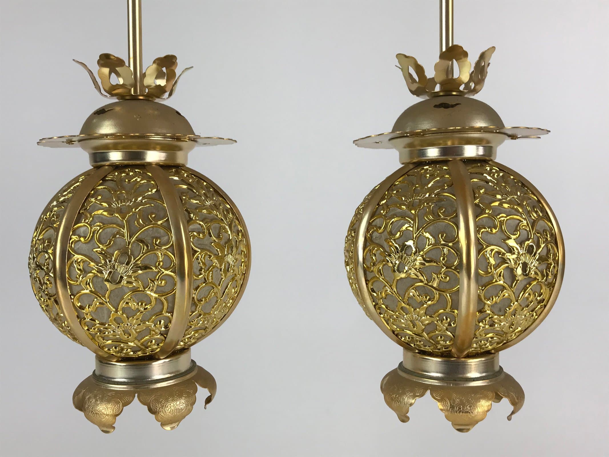 Japanese Buddhist Altar Fitting Vtg Brass Hanging Lantern Toro Butsudan BU741