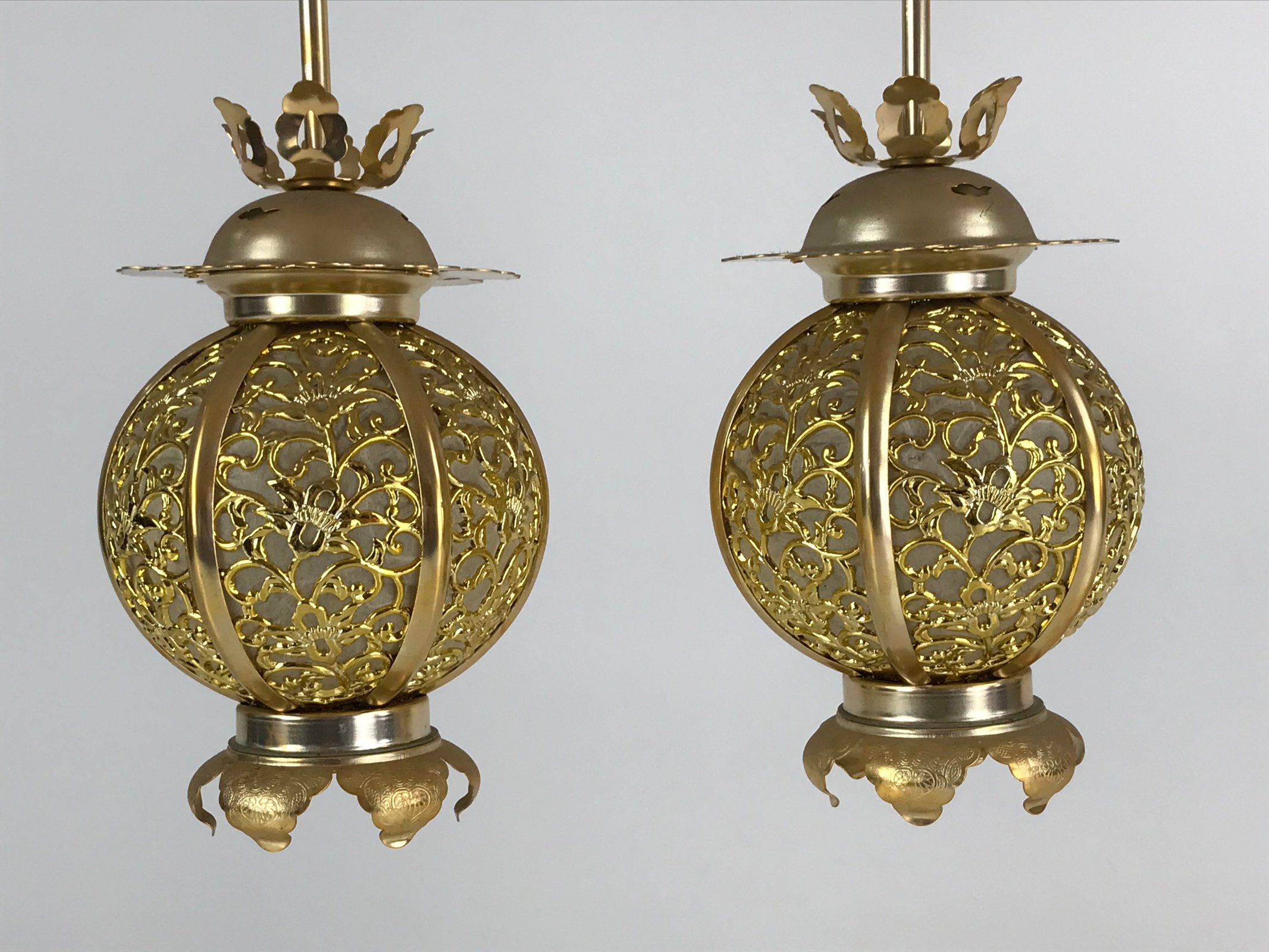 Japanese Buddhist Altar Fitting Vtg Brass Hanging Lantern Toro Butsudan BU741