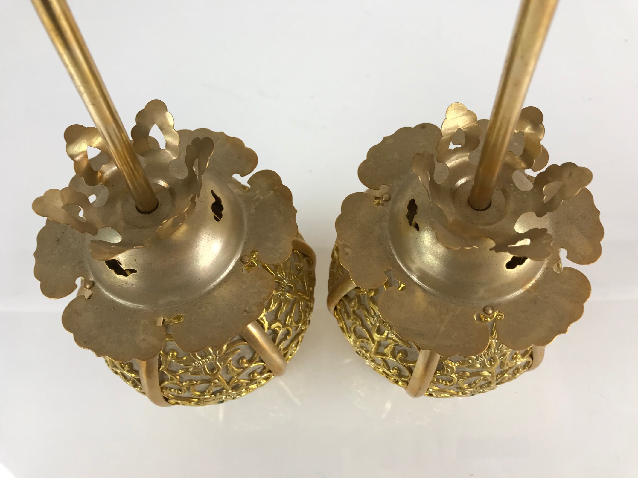 Japanese Buddhist Altar Fitting Vtg Brass Hanging Lantern Toro Butsudan BU741