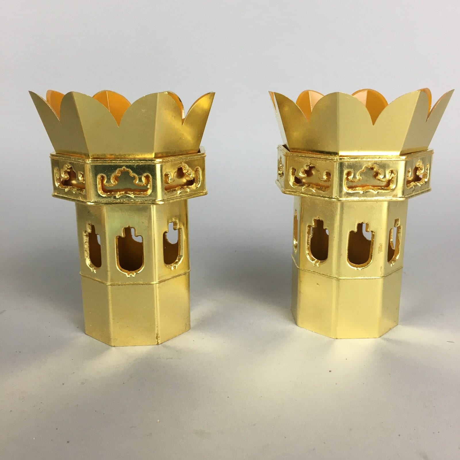 Japanese Buddhist Altar Fitting Vtg Hexagonal Offering Stand Set Kuge BU440